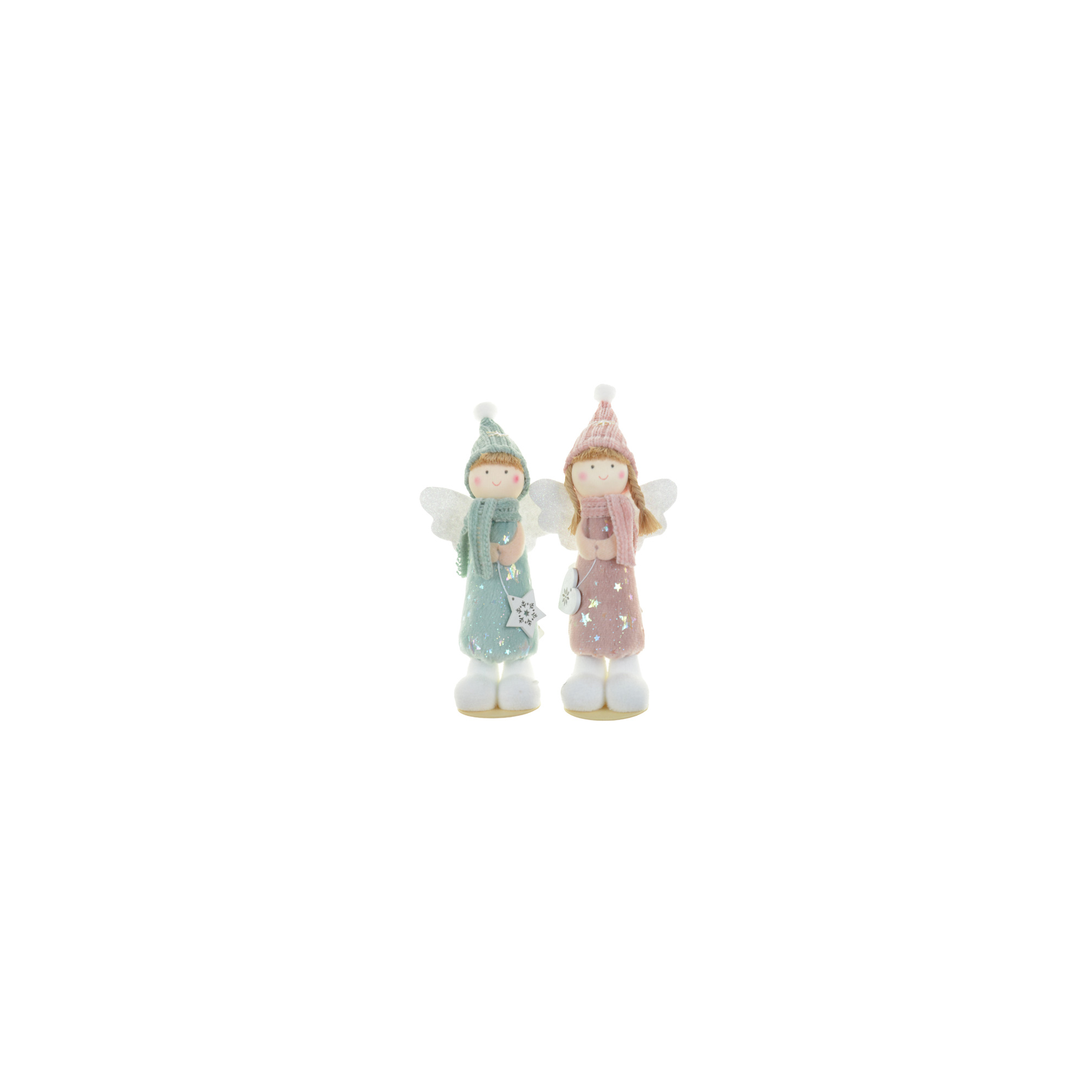 Figura tündér fiú/lány textil 18cm álló türkiz/rózsaszín