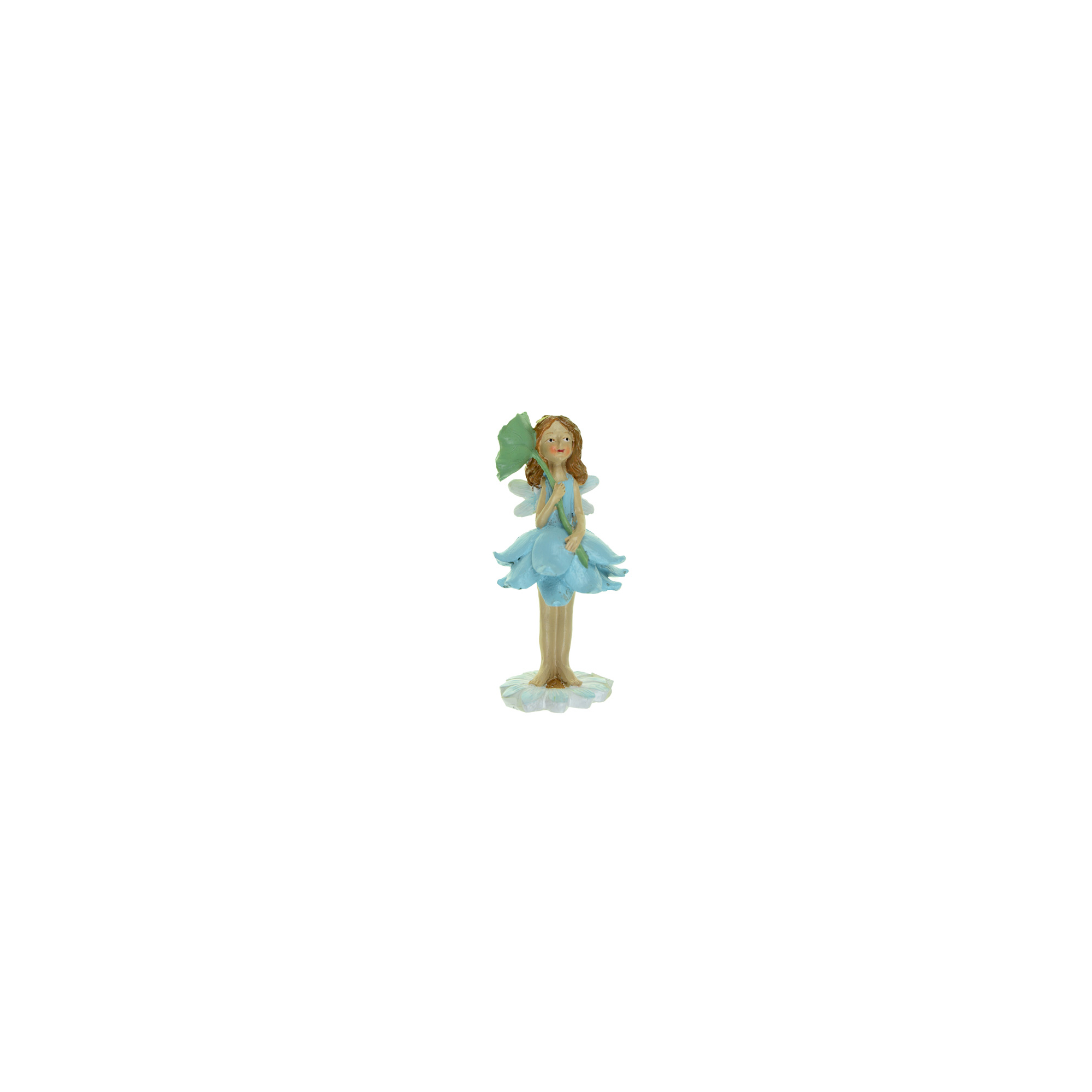 Figura tündér poly virágon 11cm kék