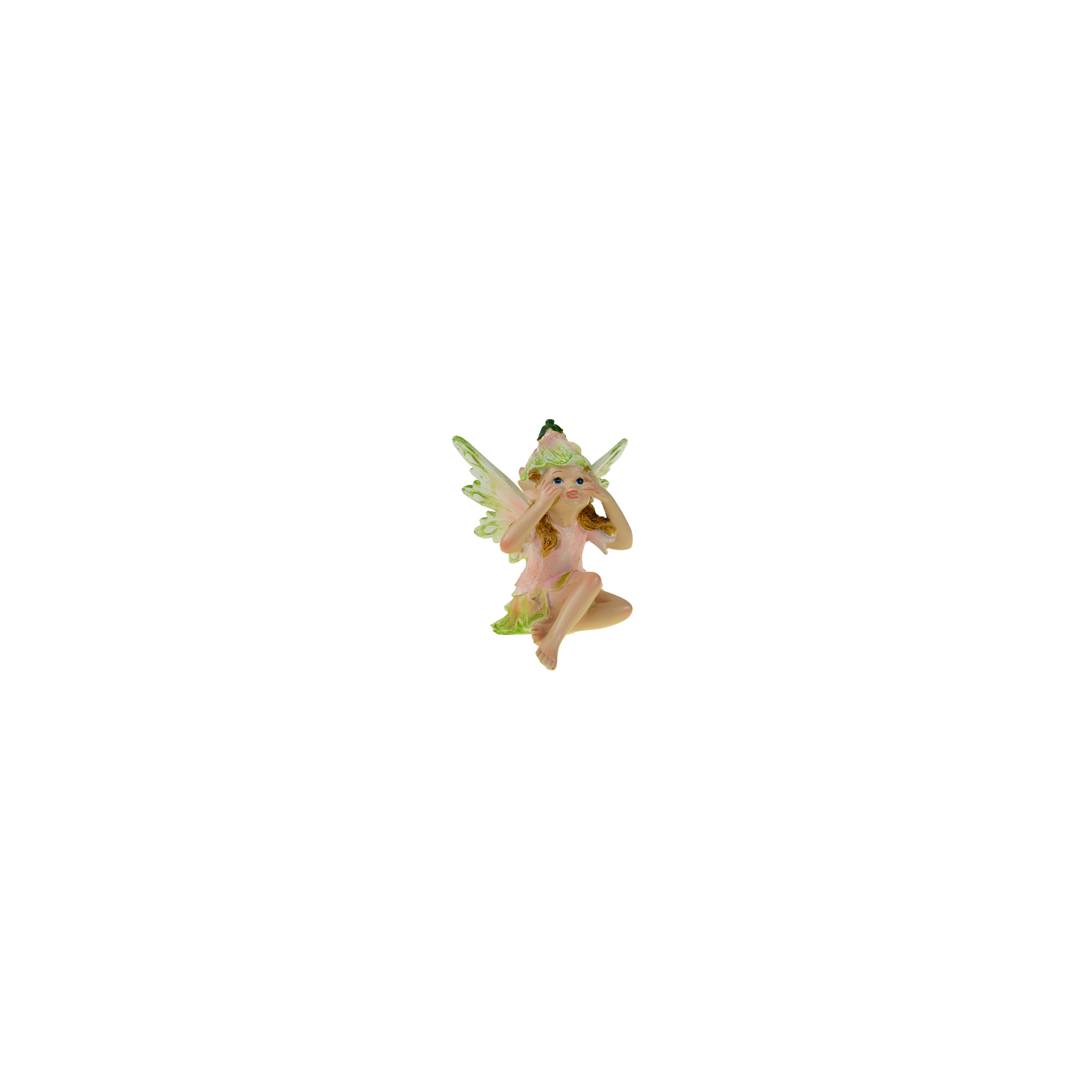Figura tündér poly 12.7*12.5*13.5cm sziromruhában zöld