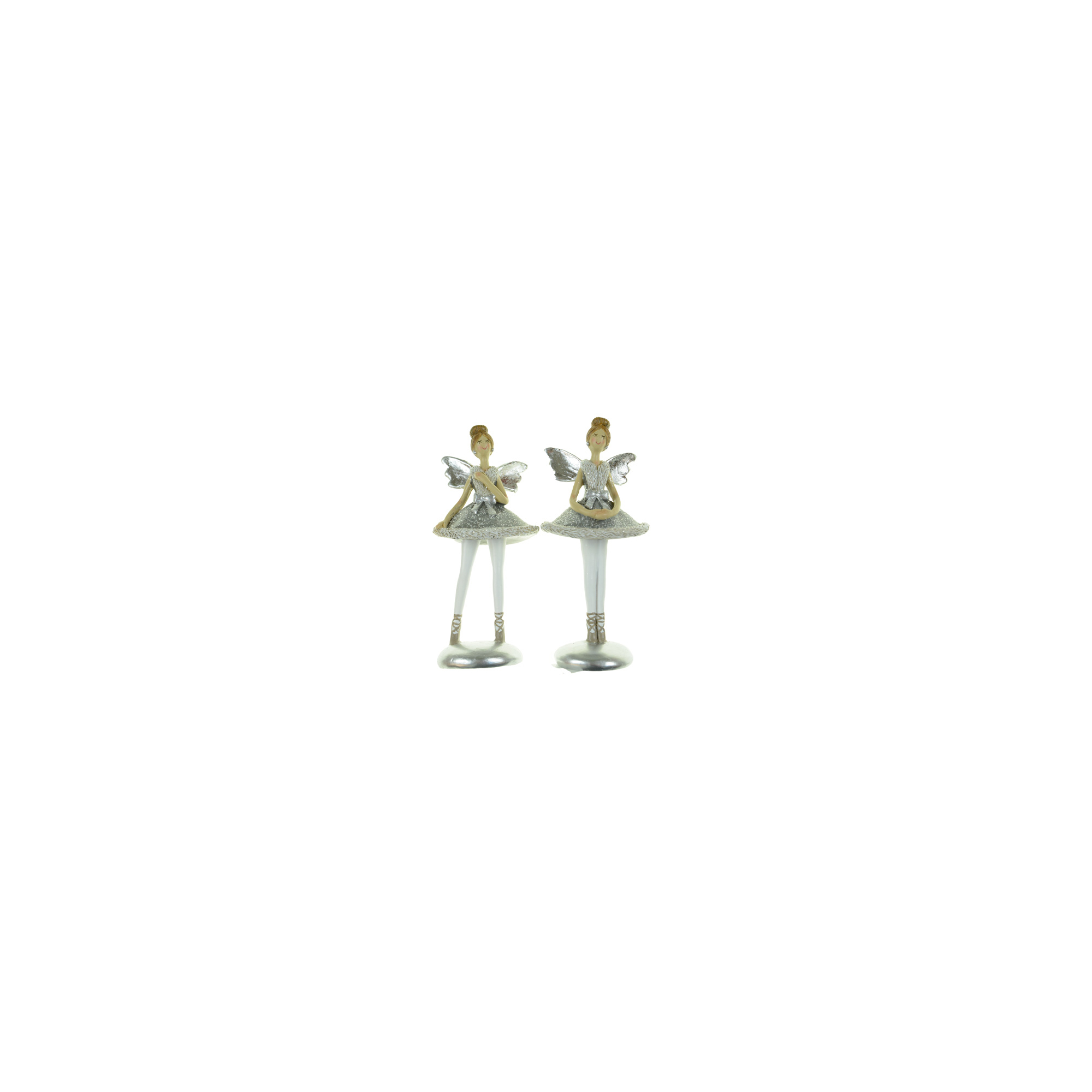 Figura tündérbalerina poly 6*5*14cm 2féle fehér/ezüst