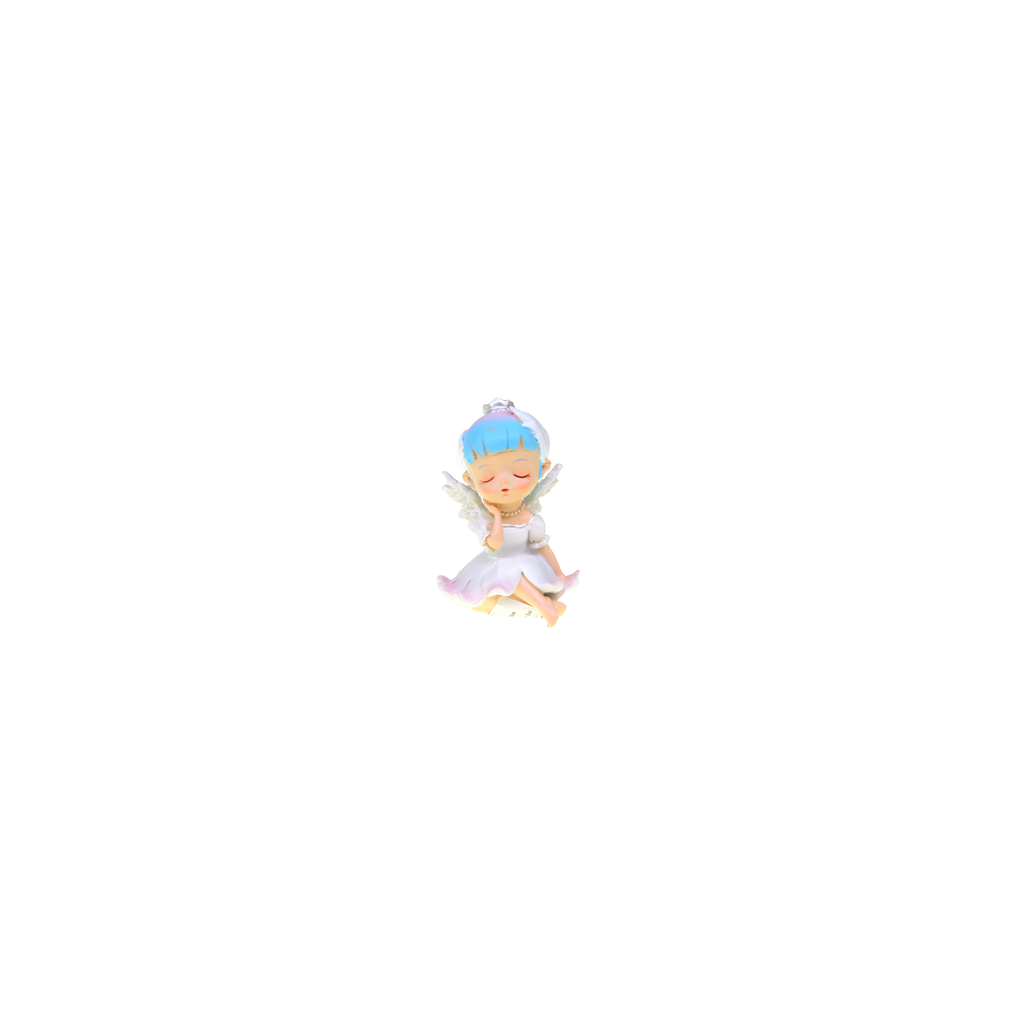 Figura tündérkislány poly ülő 5,5*6*8cm h.kék
