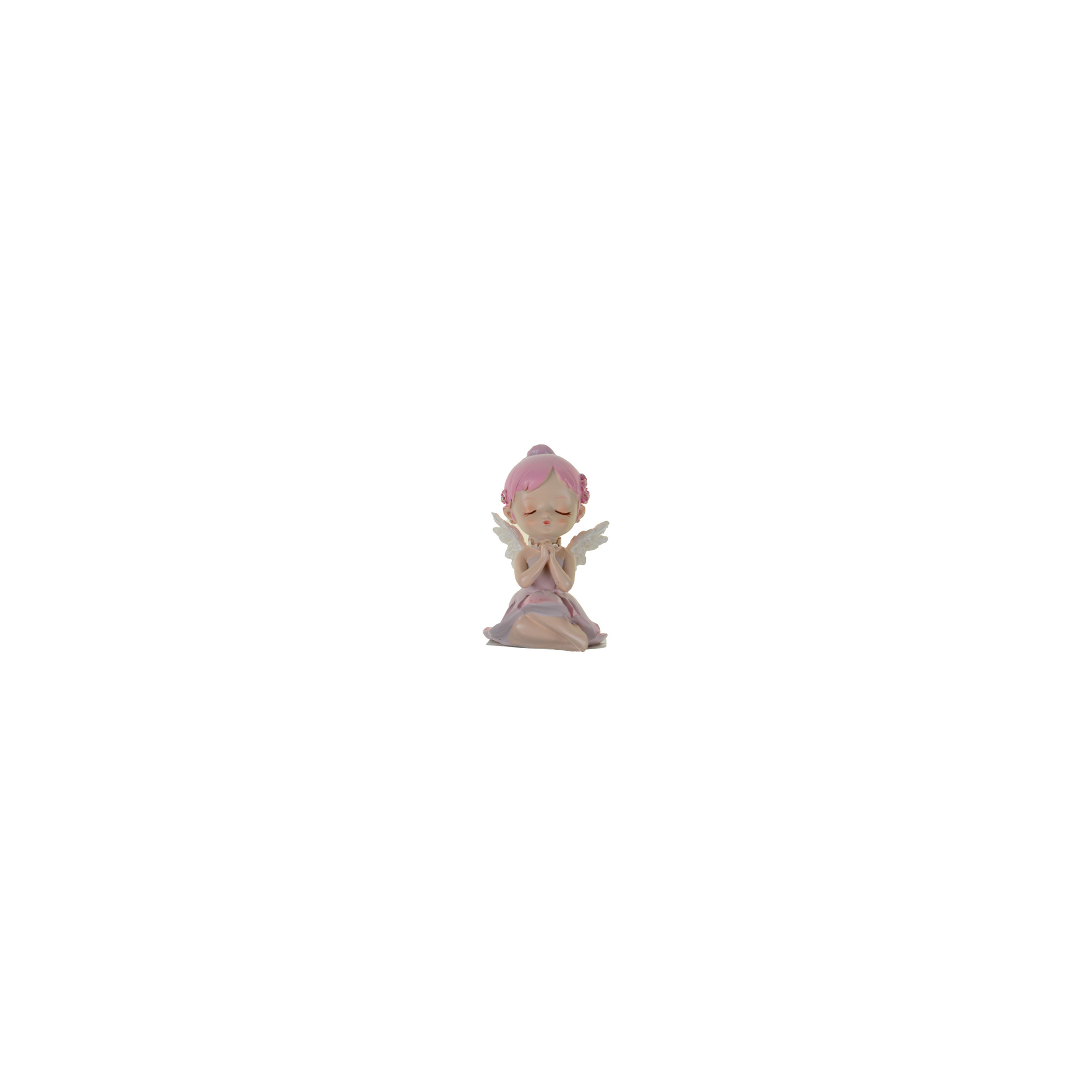 Figura tündérkislány poly ülő 5,5*6*8cm rózsaszín