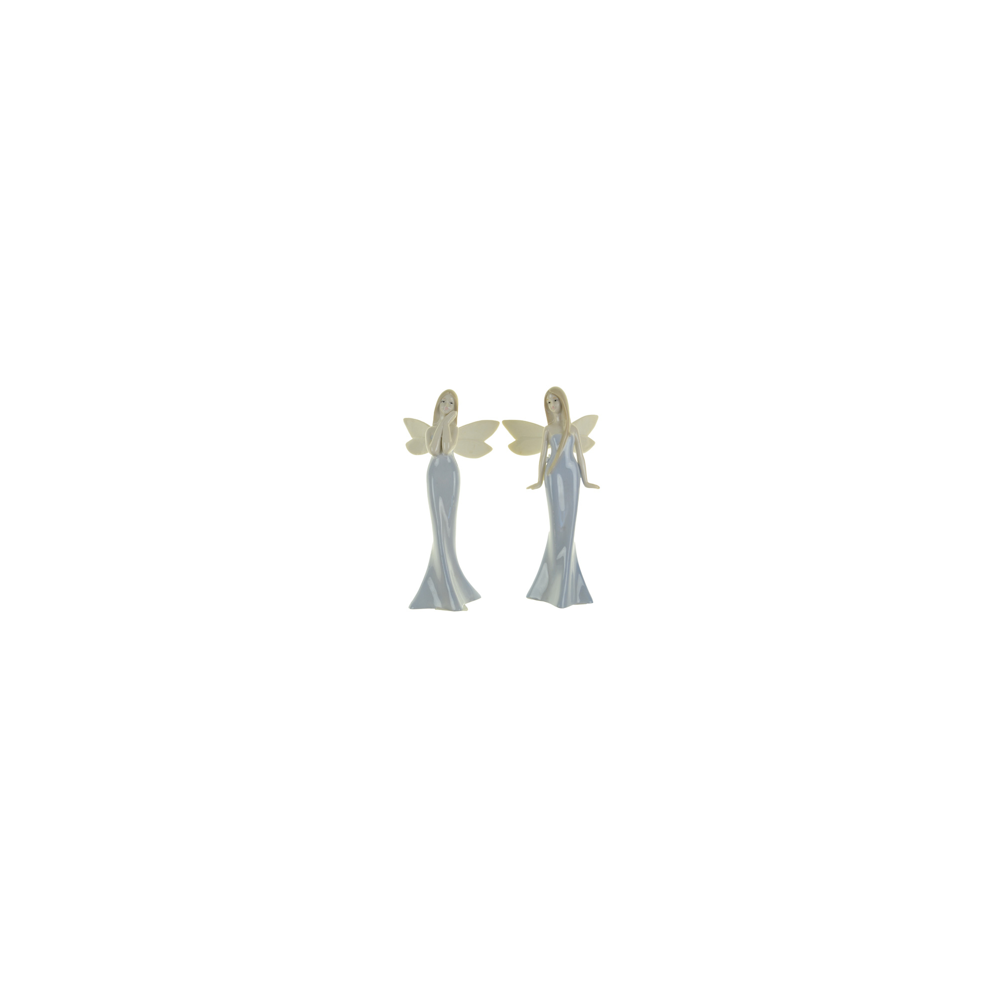 Figura tündérlány hosszú ruhában kerámia 9.5*6*18cm 2féle szürke