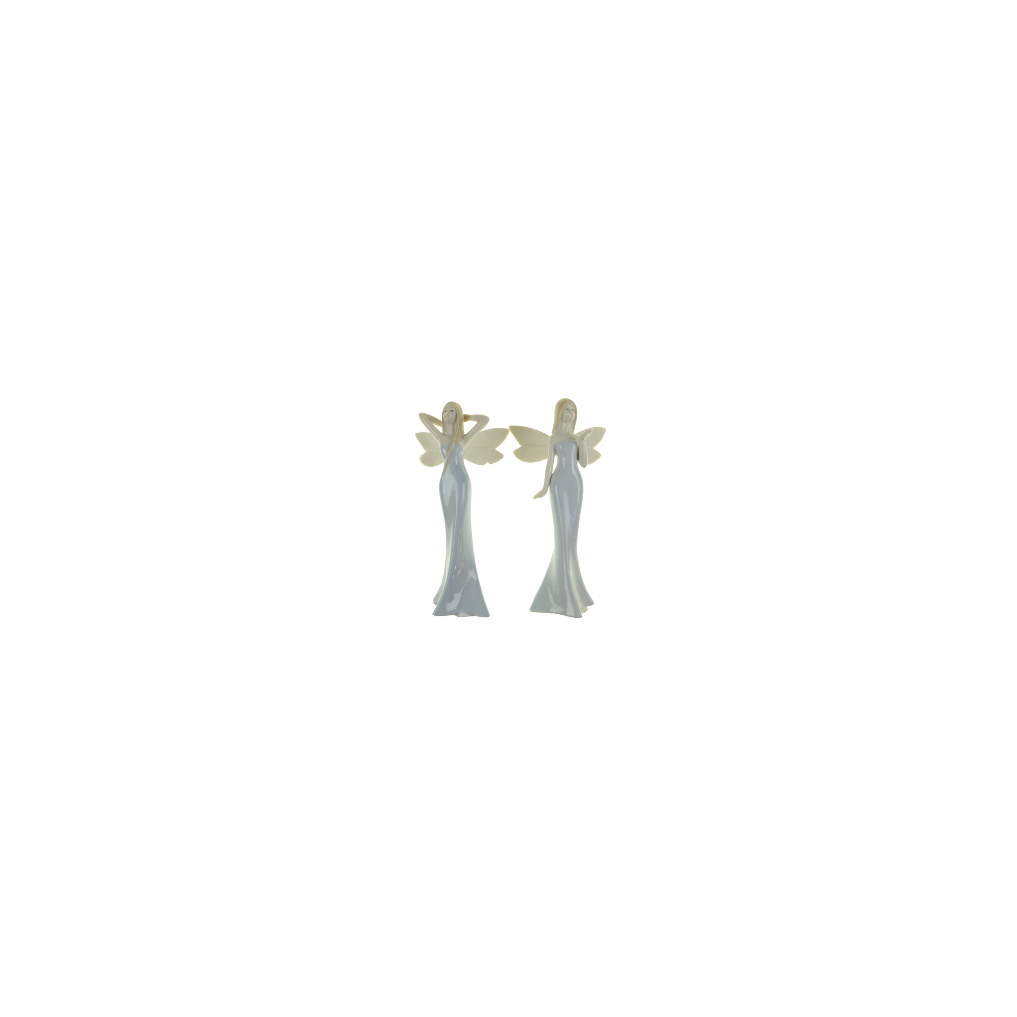 Figura tündérlány kerámia puszi/pózolós 9.5*6*18cm 2féle szürke