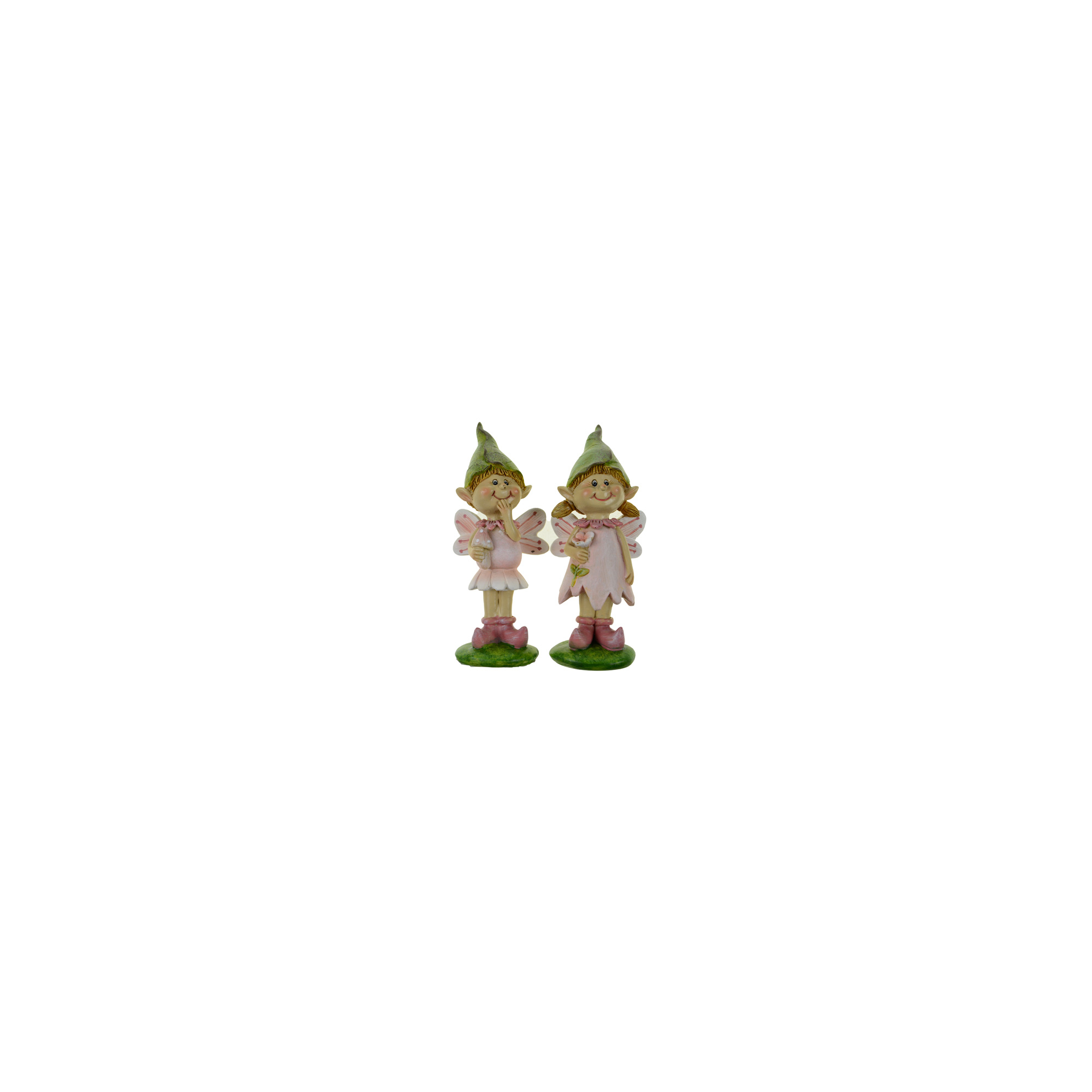 Figura tündérmanó fiú/lány 4.5*3.6*11cm sapkás zöld/rózsaszín