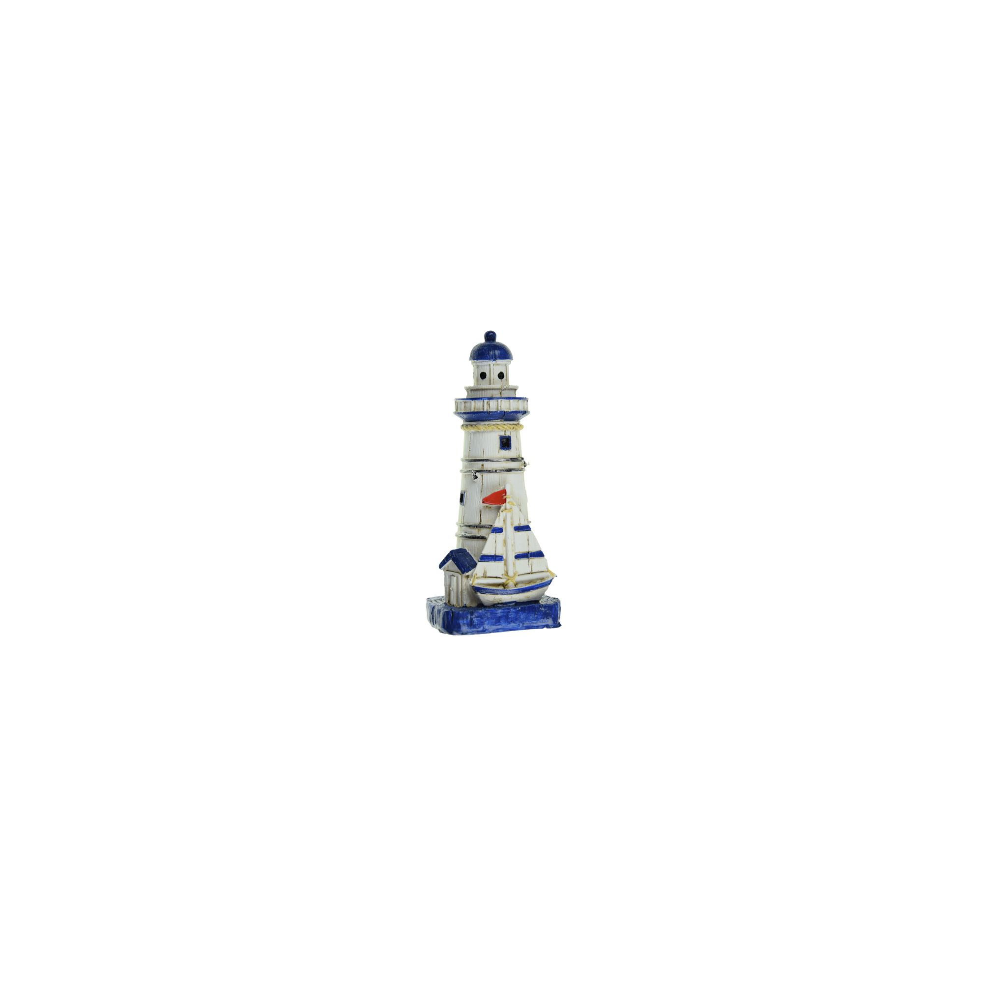 Figura világítótorony poly 6,5*6*15cm kék/fehér