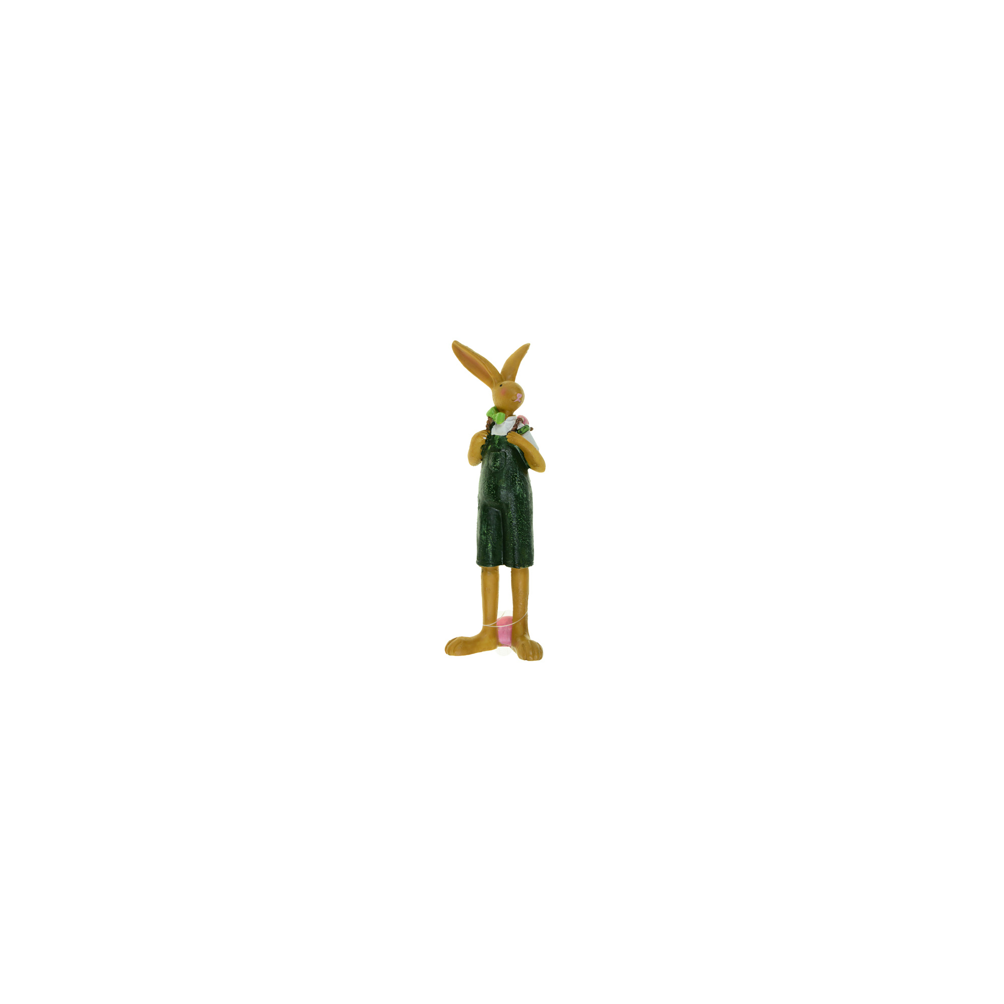 Figura nyúl poly kertésznadrágban 17,4cm zöld