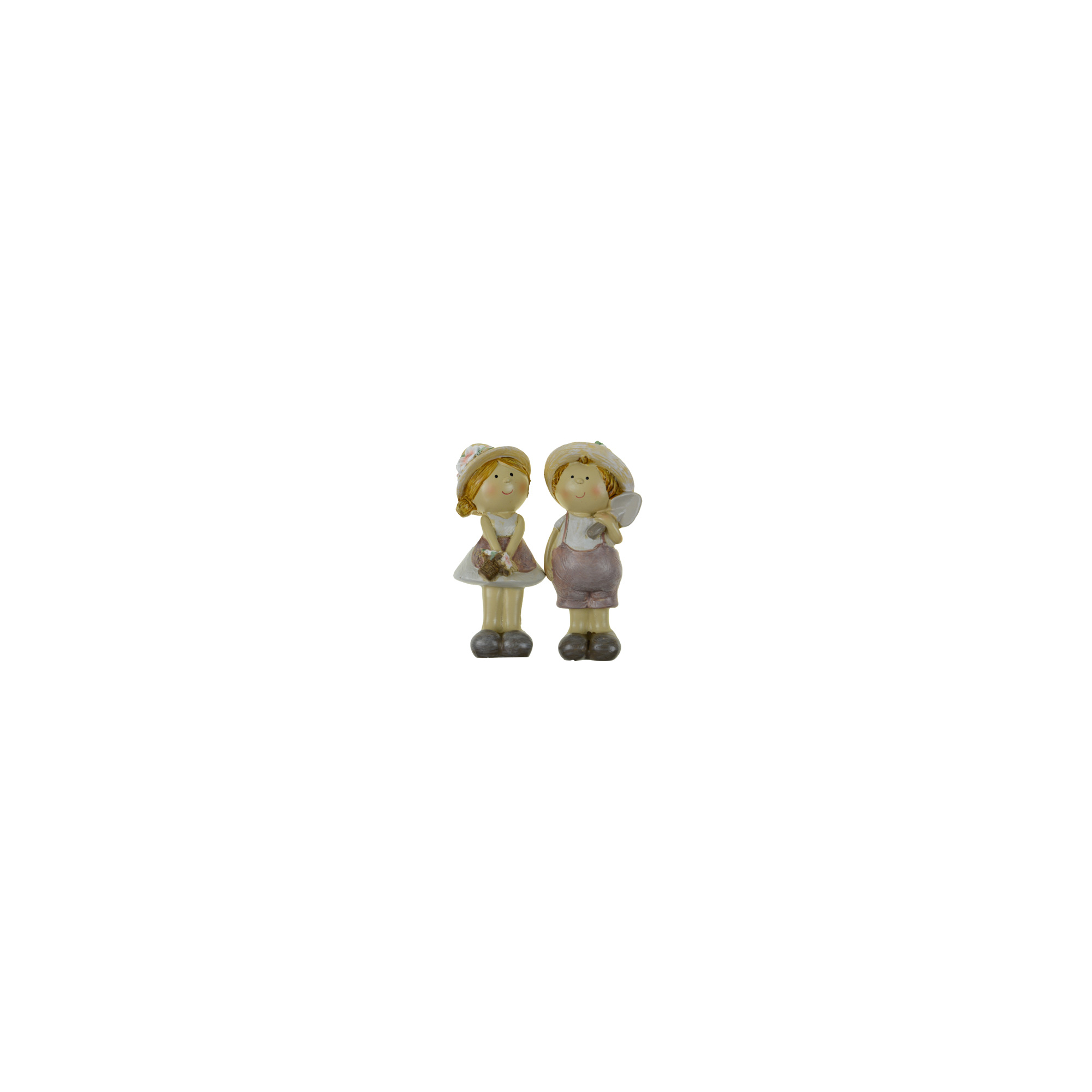 Figura kertész fiú/lány 5*4*11cm kalapos álló barna