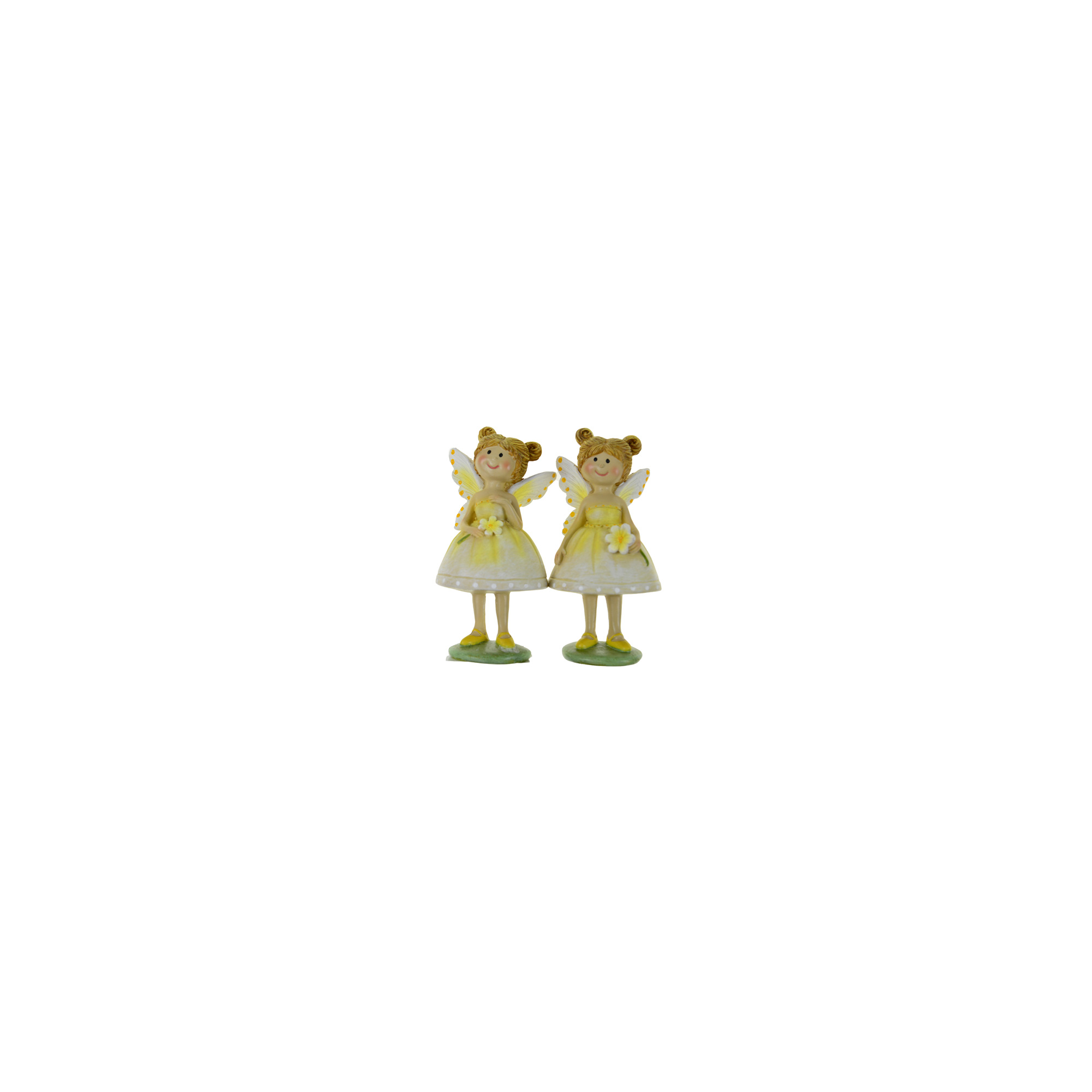 Figura tündérlány poly virággal 6*5*12cm 2féle rózsaszín