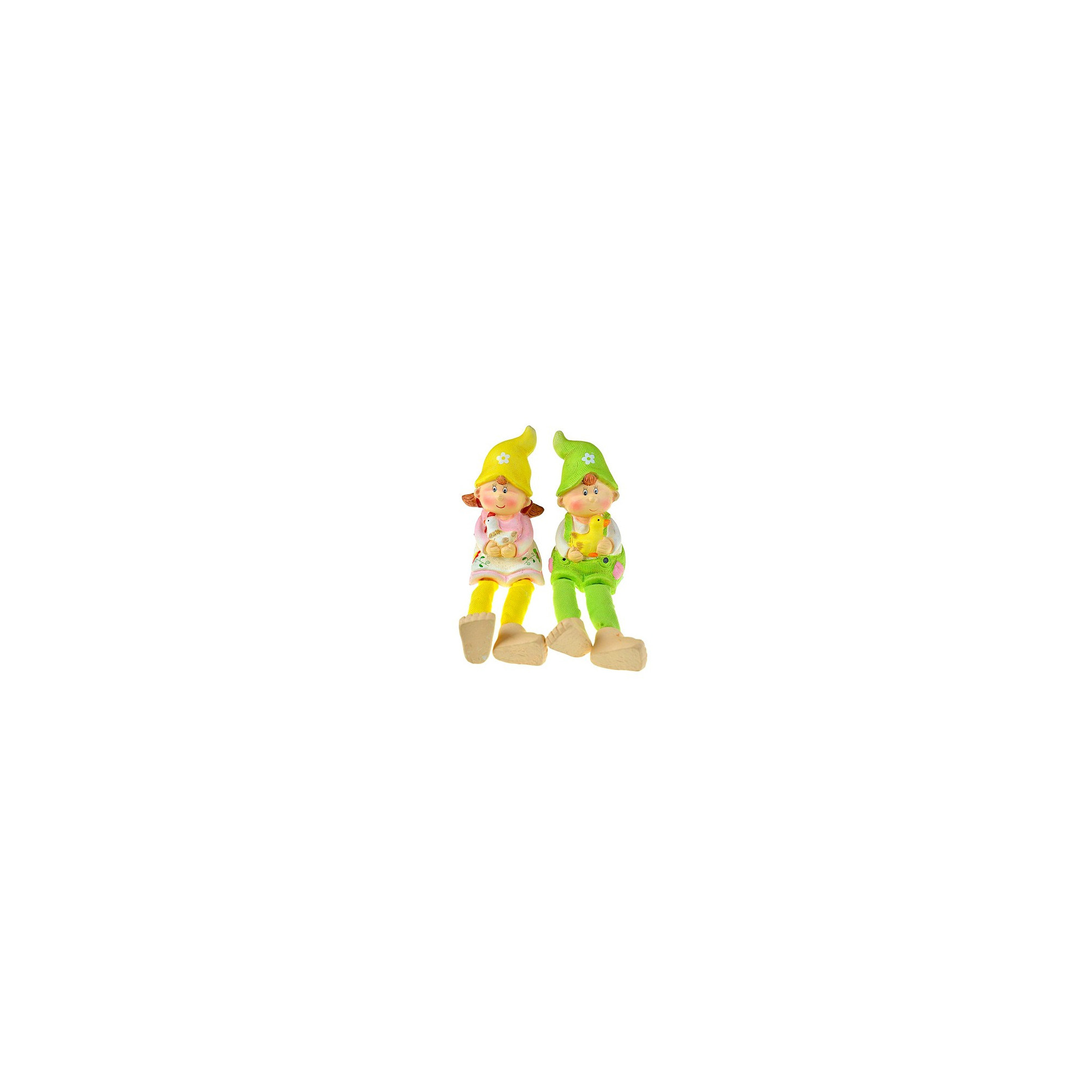 Figura fiú/lány terrakotta lógó lábú 2 féle 5,5*6*12cm sárga/zöld