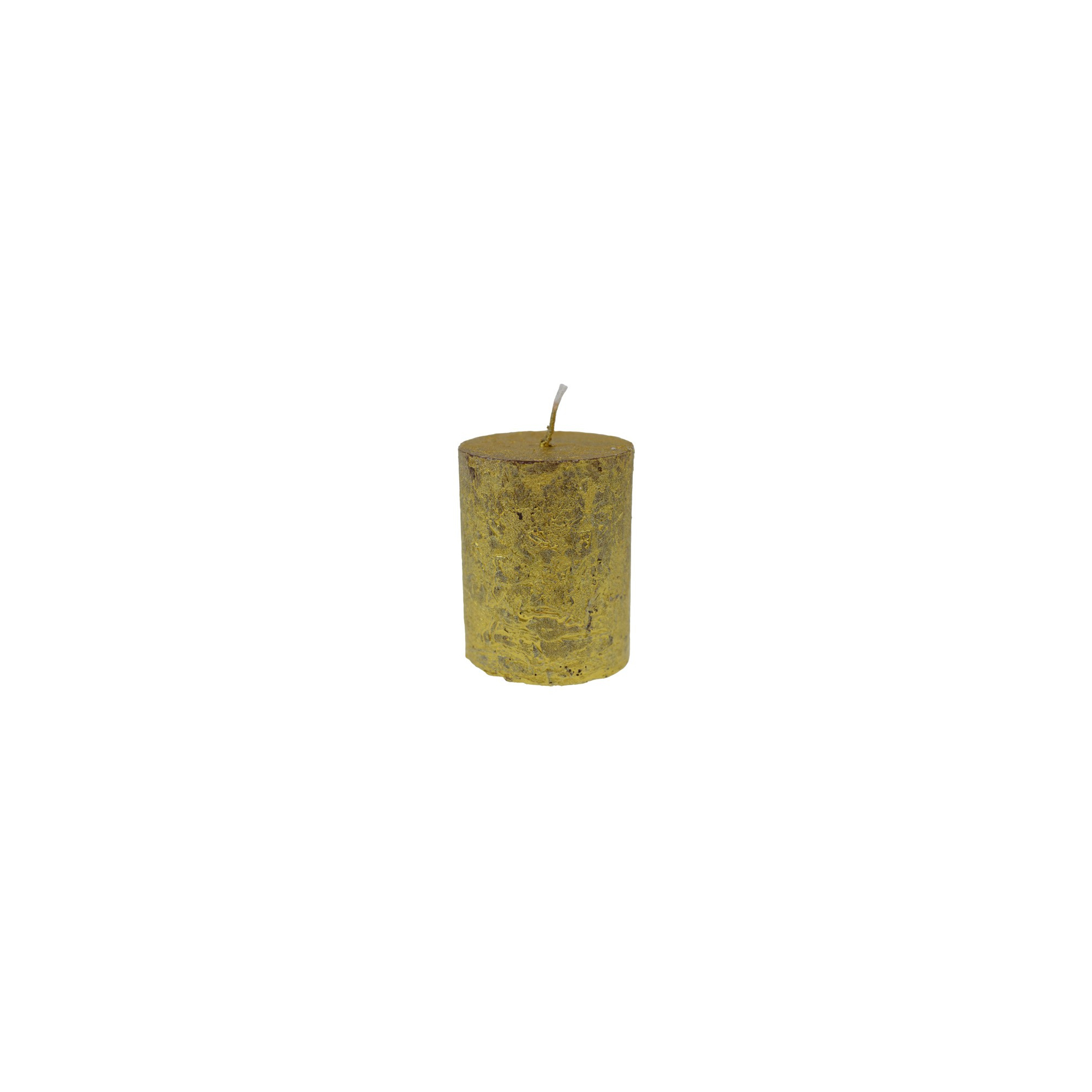 Gyertya rusztikus henger 5*6cm arany