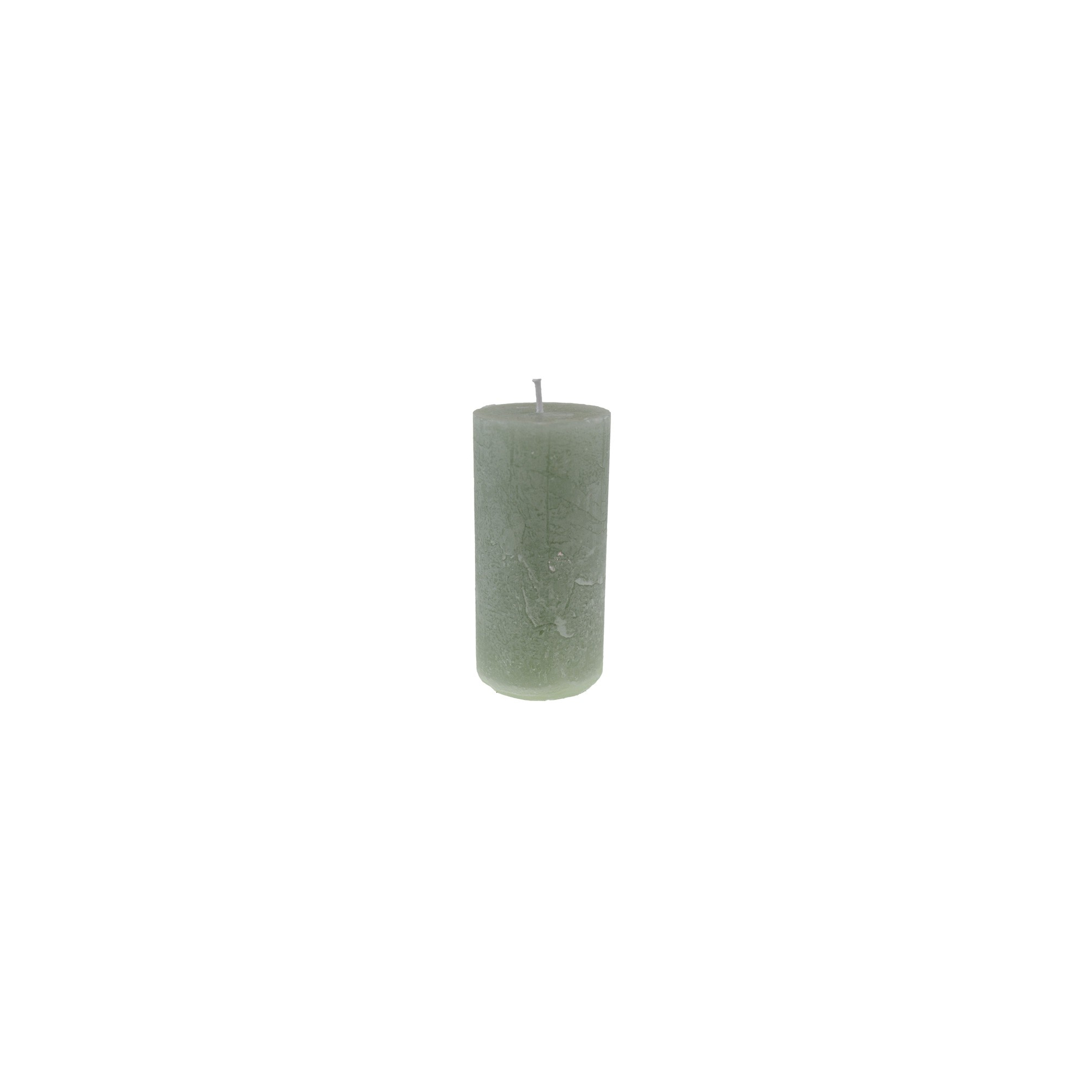 Gyertya rusztikus henger 5*6cm helmoc zöld