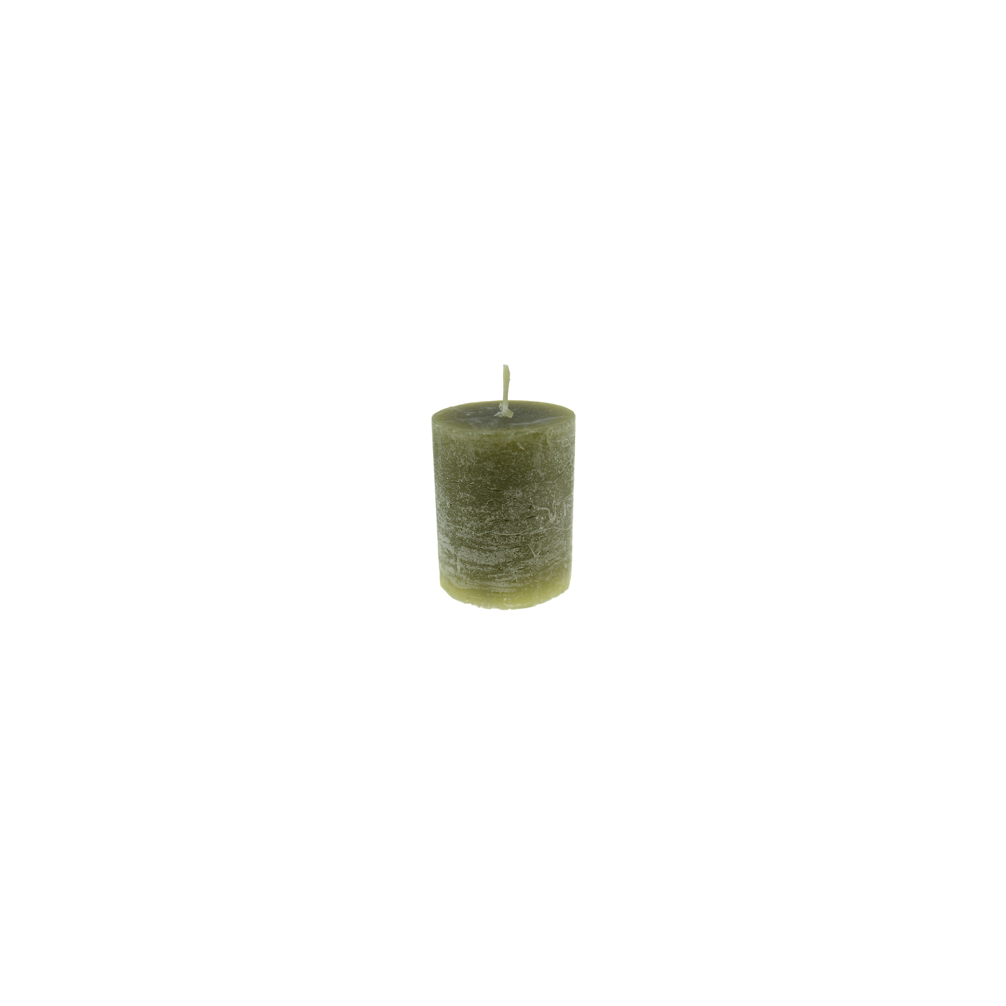 Gyertya rusztikus henger 5*6cm oliva zöld