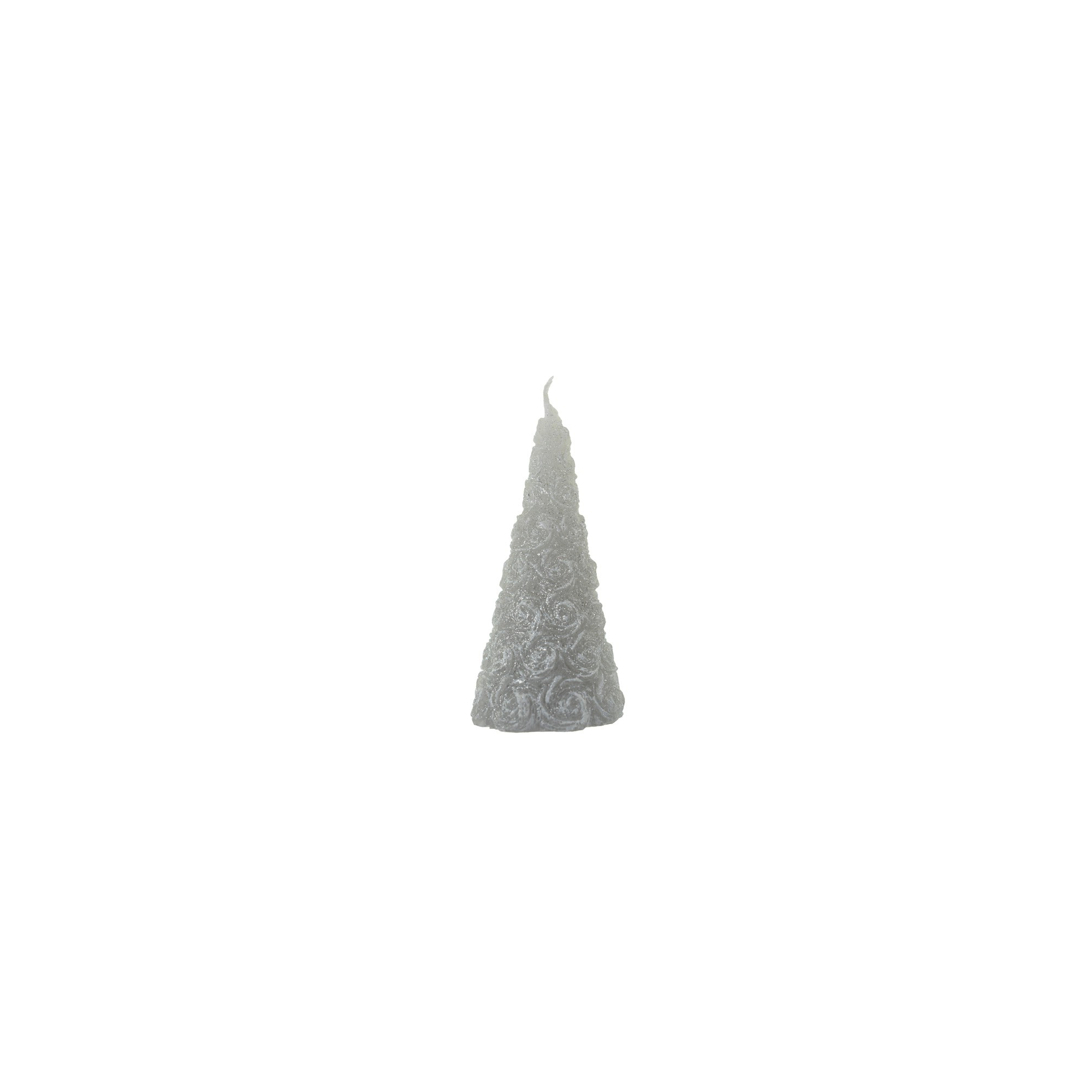 Gyertya kiskúp virágos 4*11cm szürke