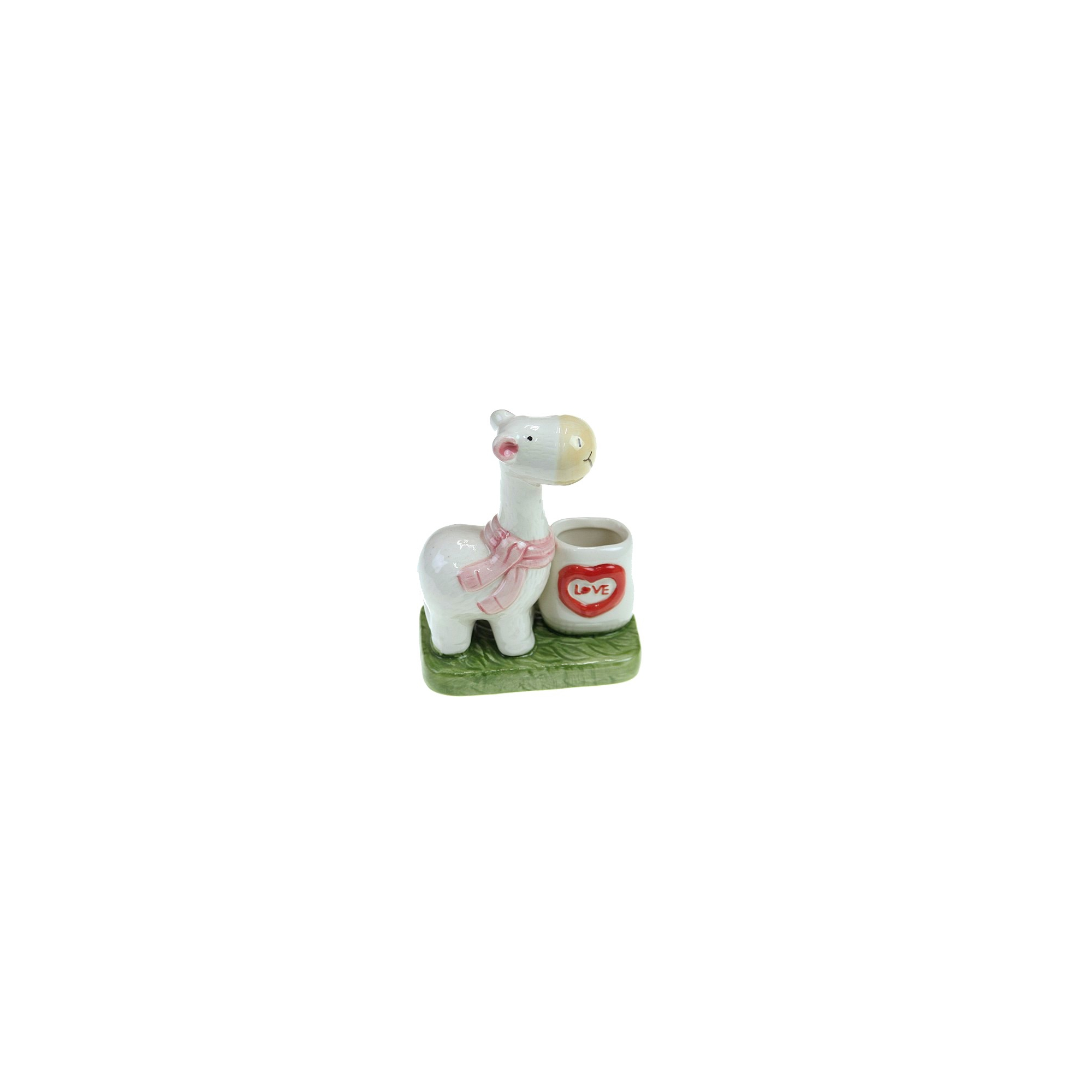 Gyertyatartó kerámia 9,5*11,5cm figurával fehér