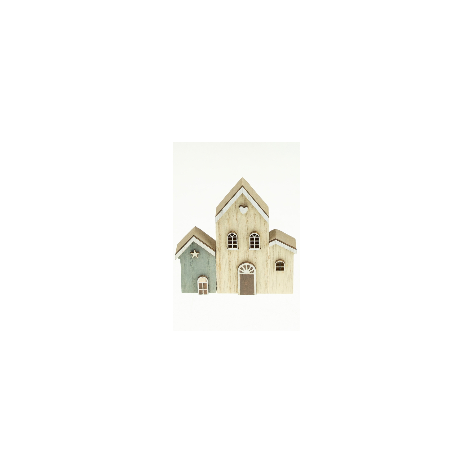 Ház fa 3db-os 10x2x10cm natúr/szürke
