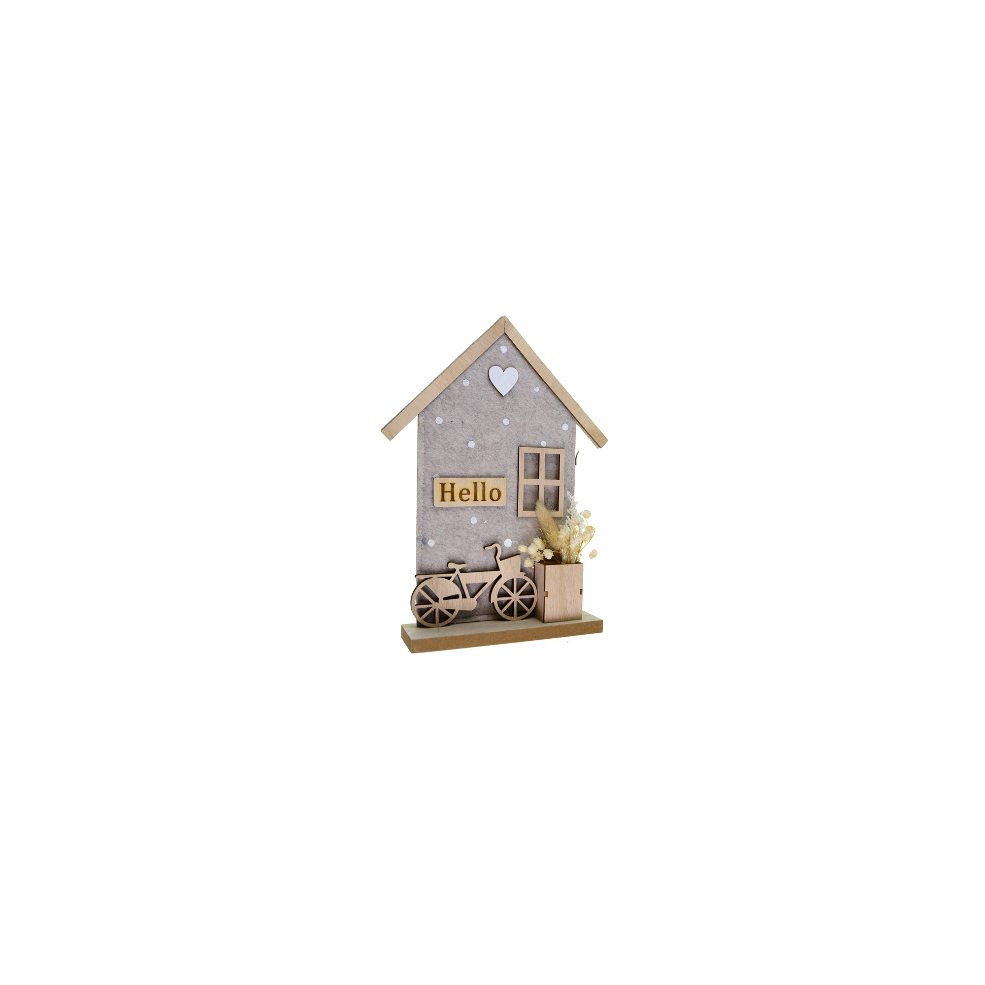 Ház filc/fa 30cm 2D Home szürke