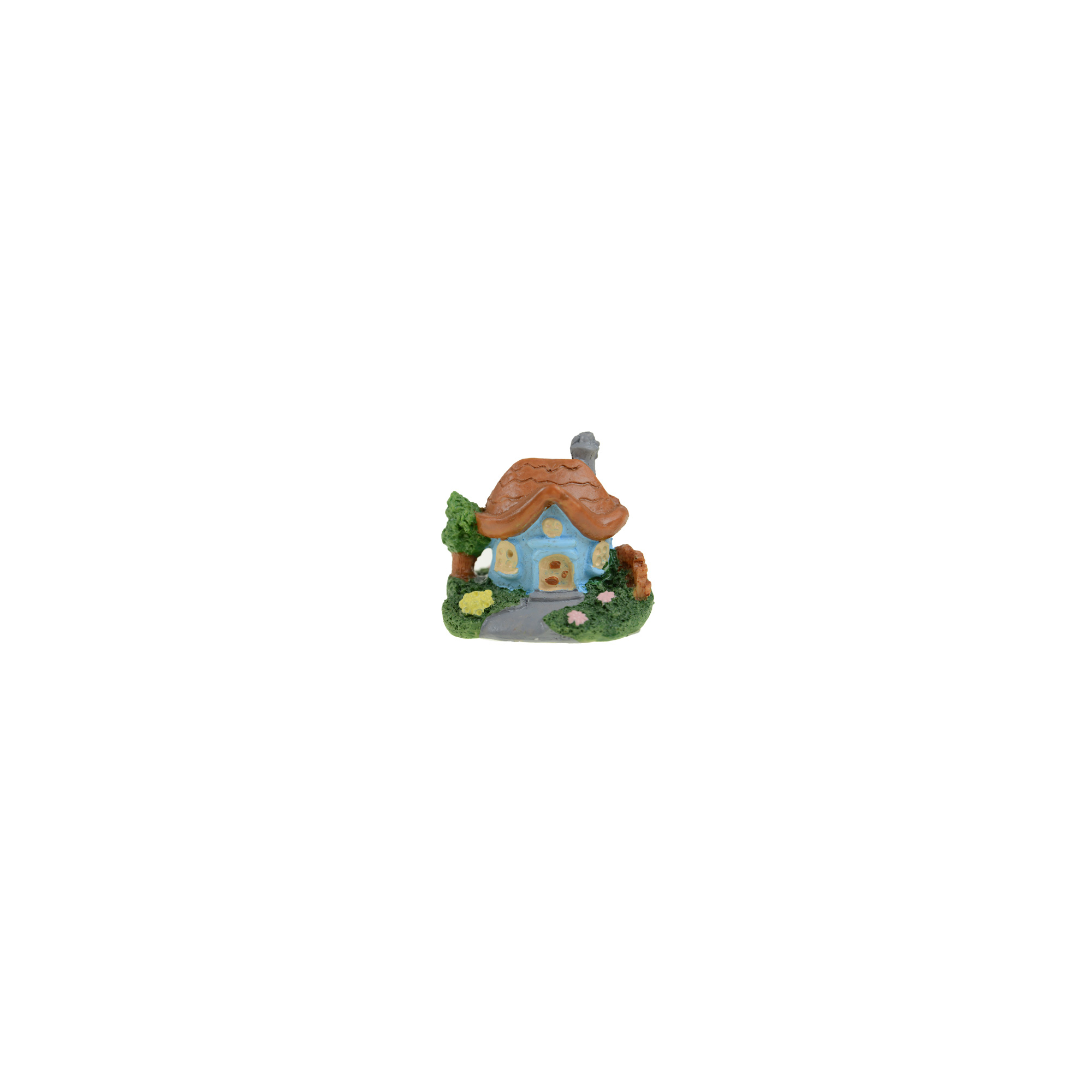 Figura ház poly 5,5*4,5*4,7cm kerttel kék