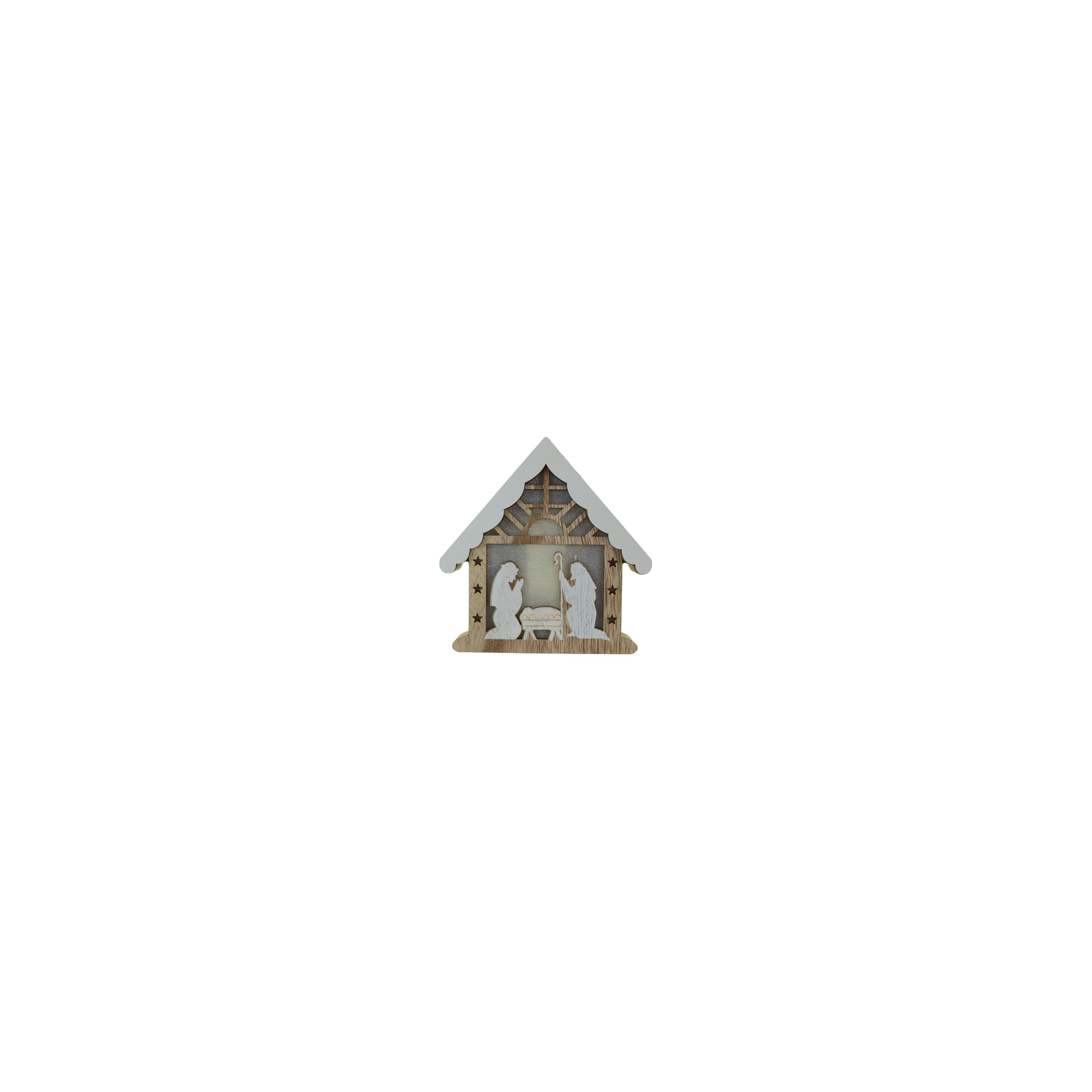 Figura házikó fa betlehemes 15*2.5*15.2CM natúr