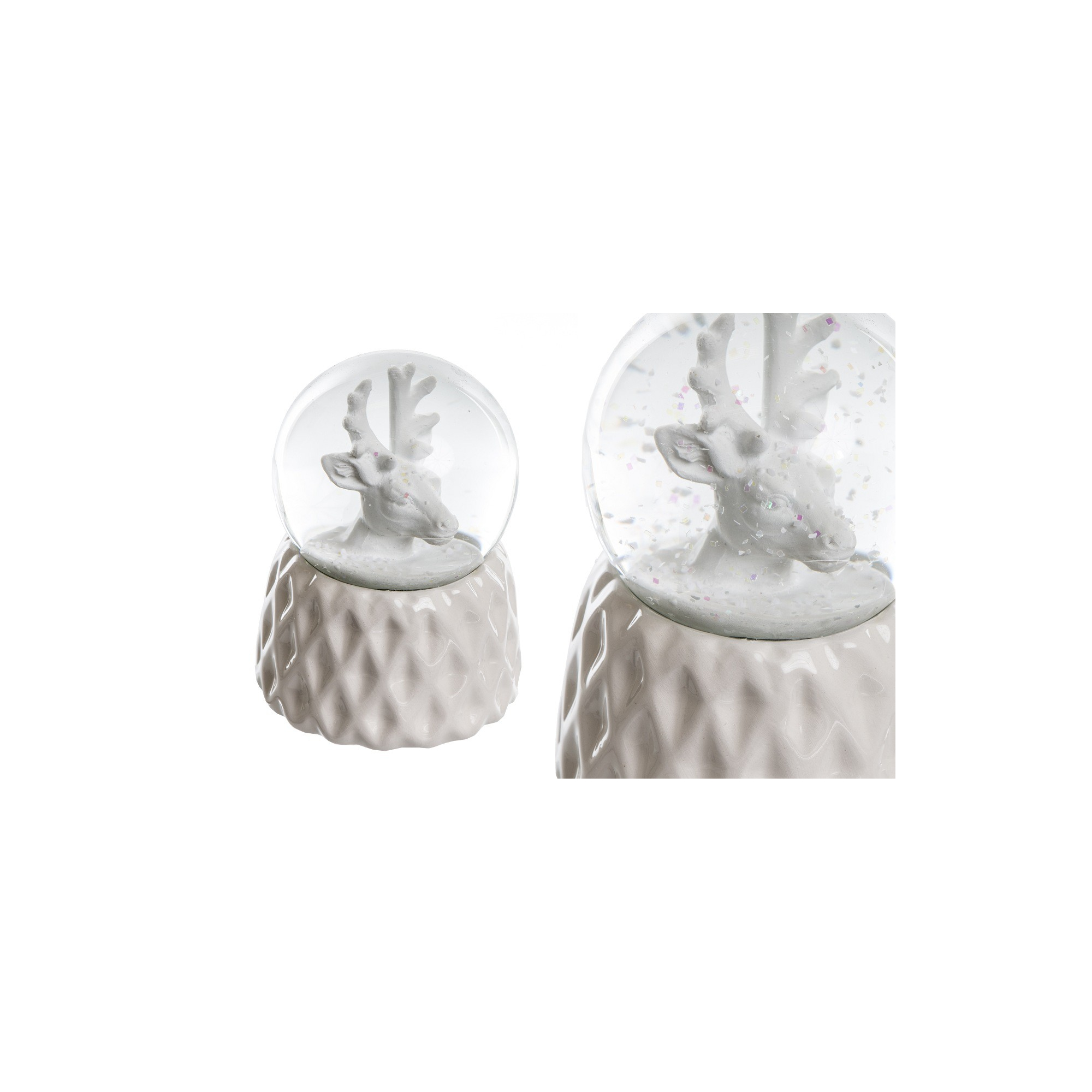 Hógömb plasztik szarvas fejjel D6,5cm fehér