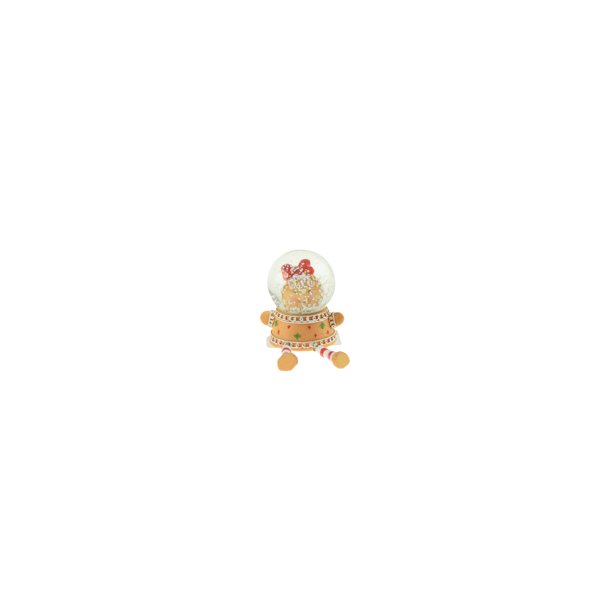 Hógömb üveg mézeskalács lány 4,5cm barna