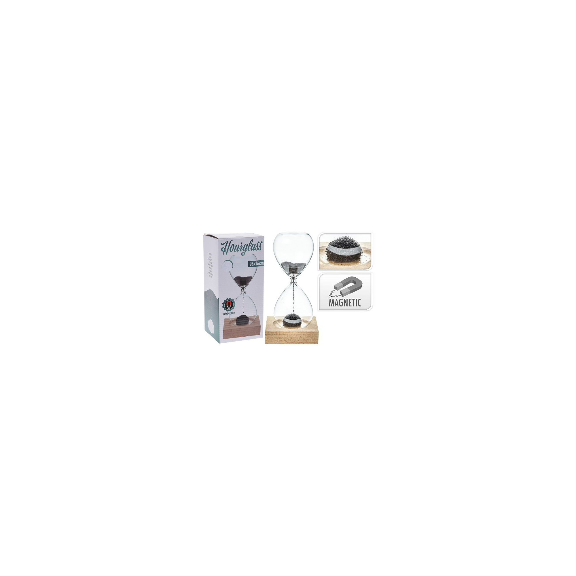 Homokóra üveg/fa 6*14cm mágnese