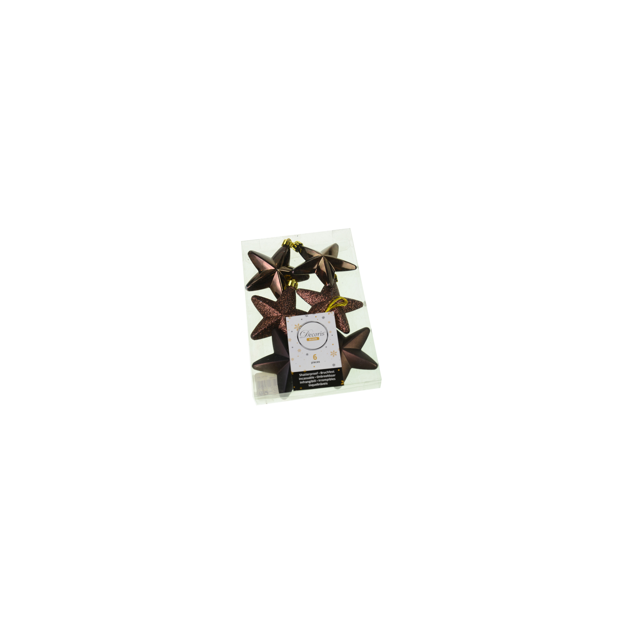 Karácsonyfa dísz csillag műanyag 2x7,5x7,5cm csokibarna