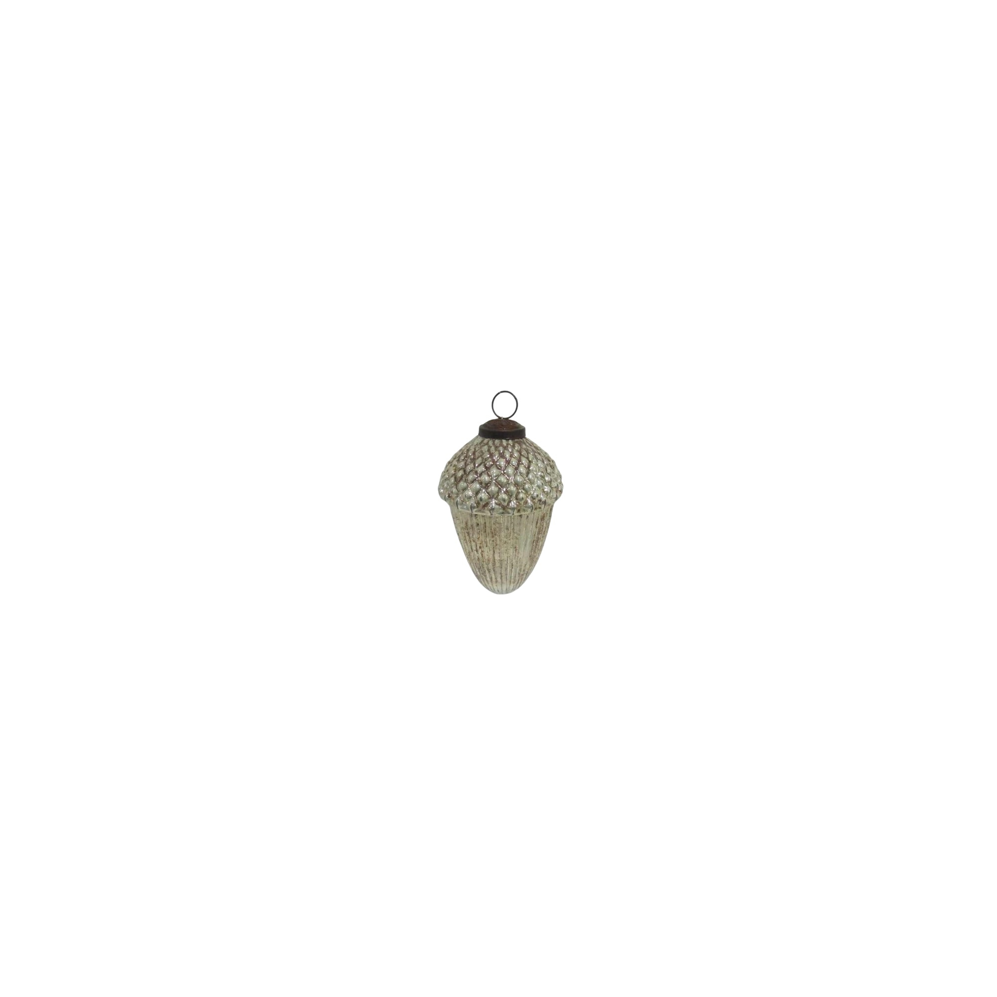 Karácsonyfa dísz makk üveg 9cm pearl