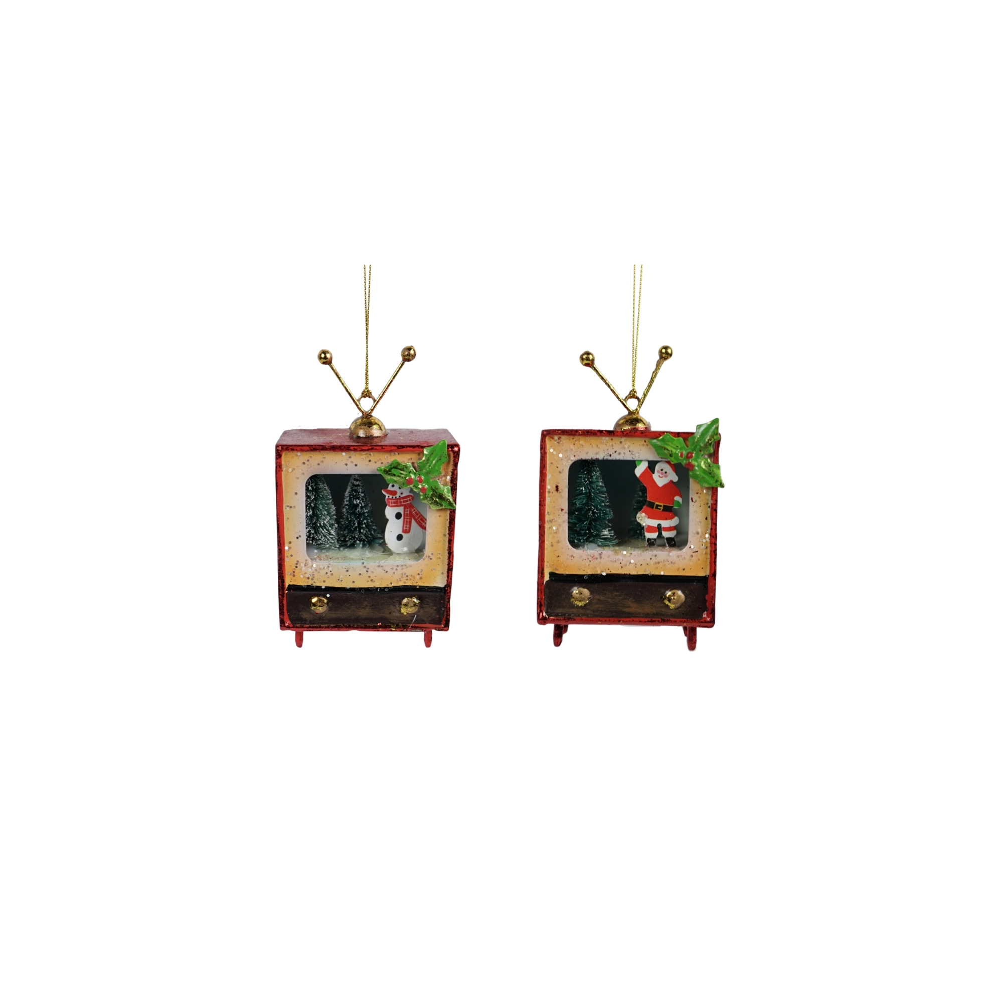 Karácsonyfadísz retro tv akasztós 12cm 2féle