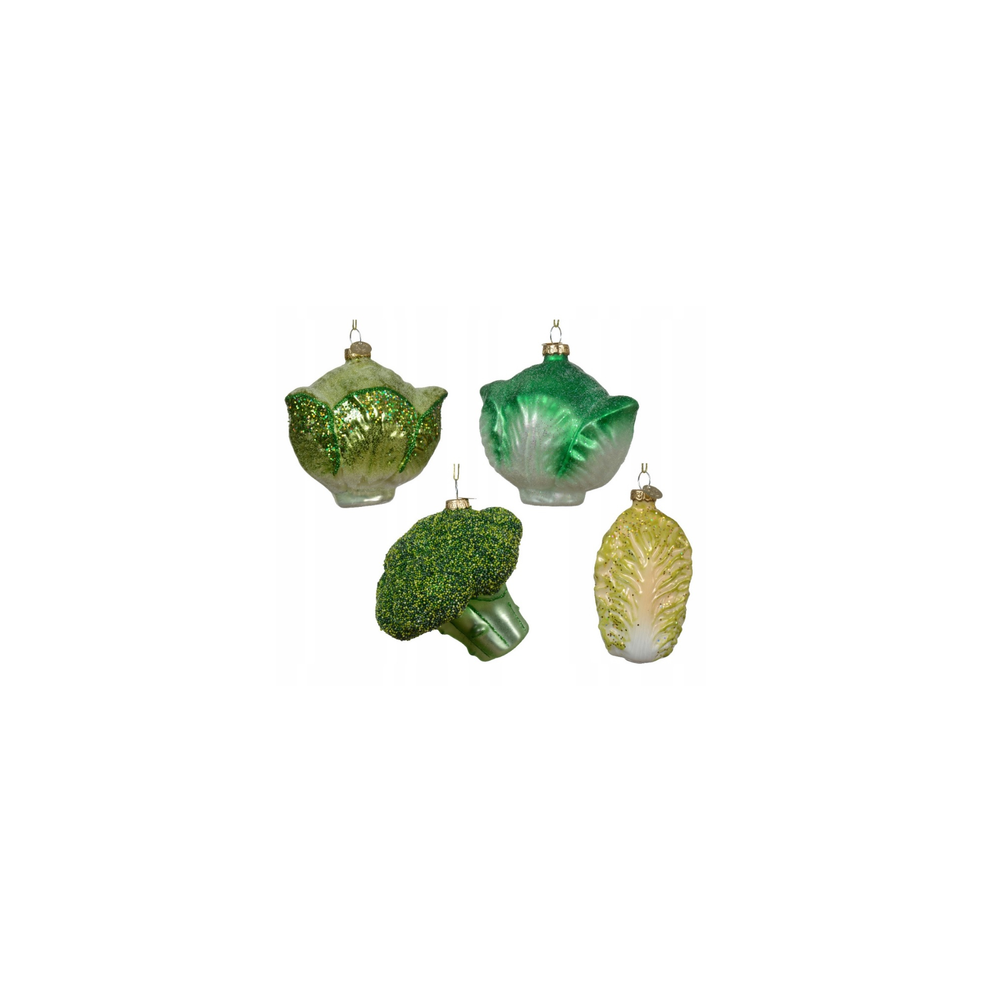 Karácsonyfa dísz zöldségek üveg 8,4cm többféle zöld