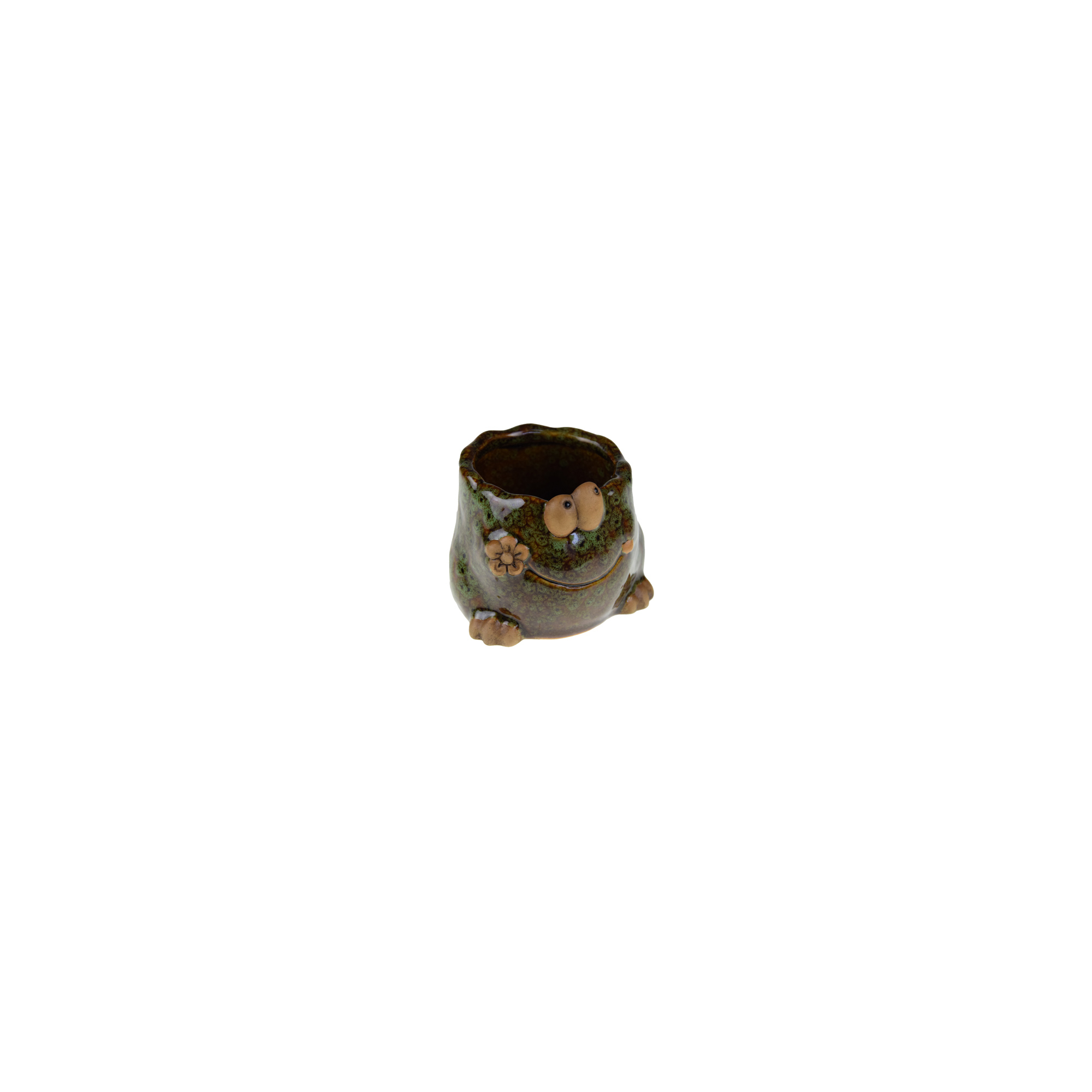 Kaspó béka kő 9*8*7.5cm zöld