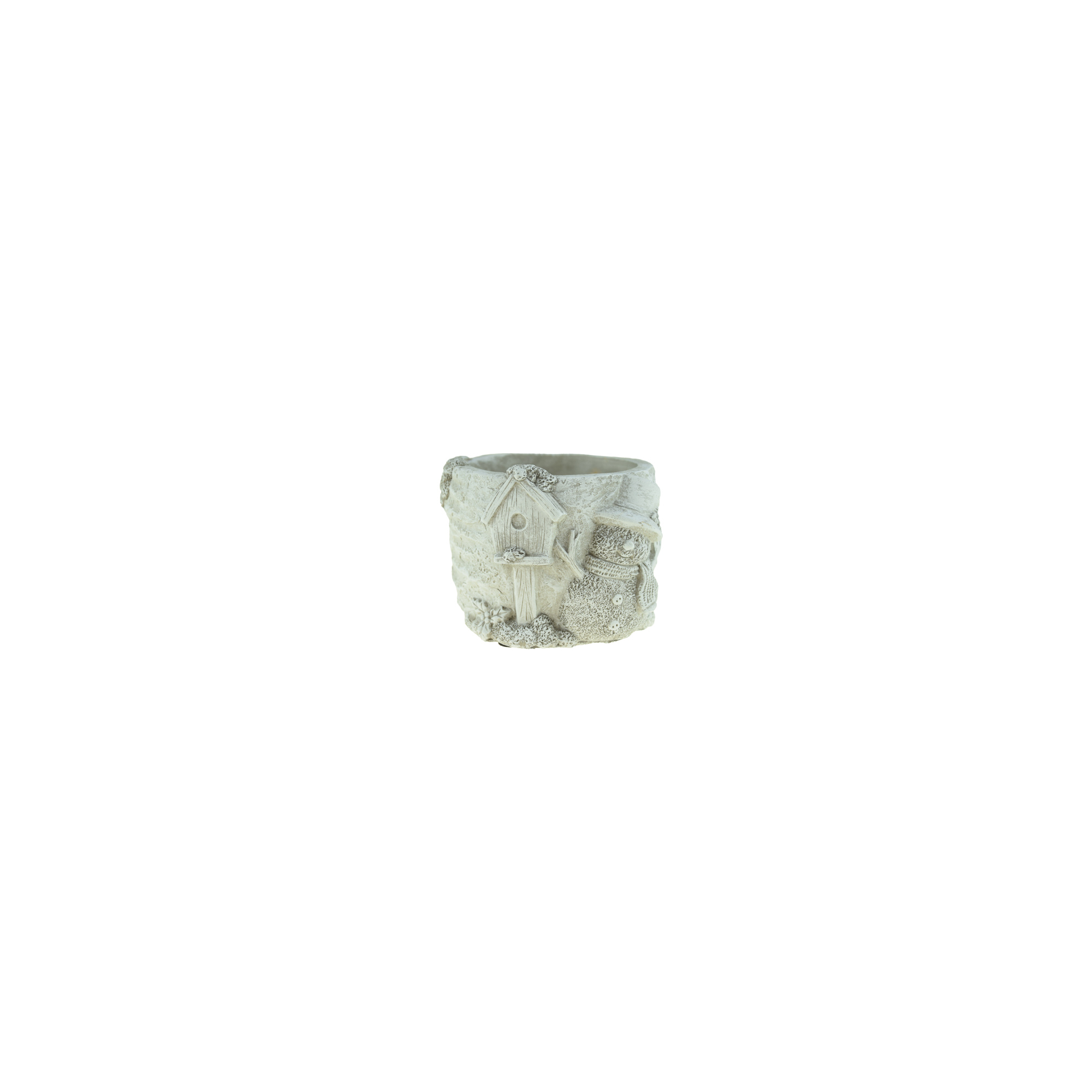 Kaspó cement hóemberes 13x11x9.5cm szürke