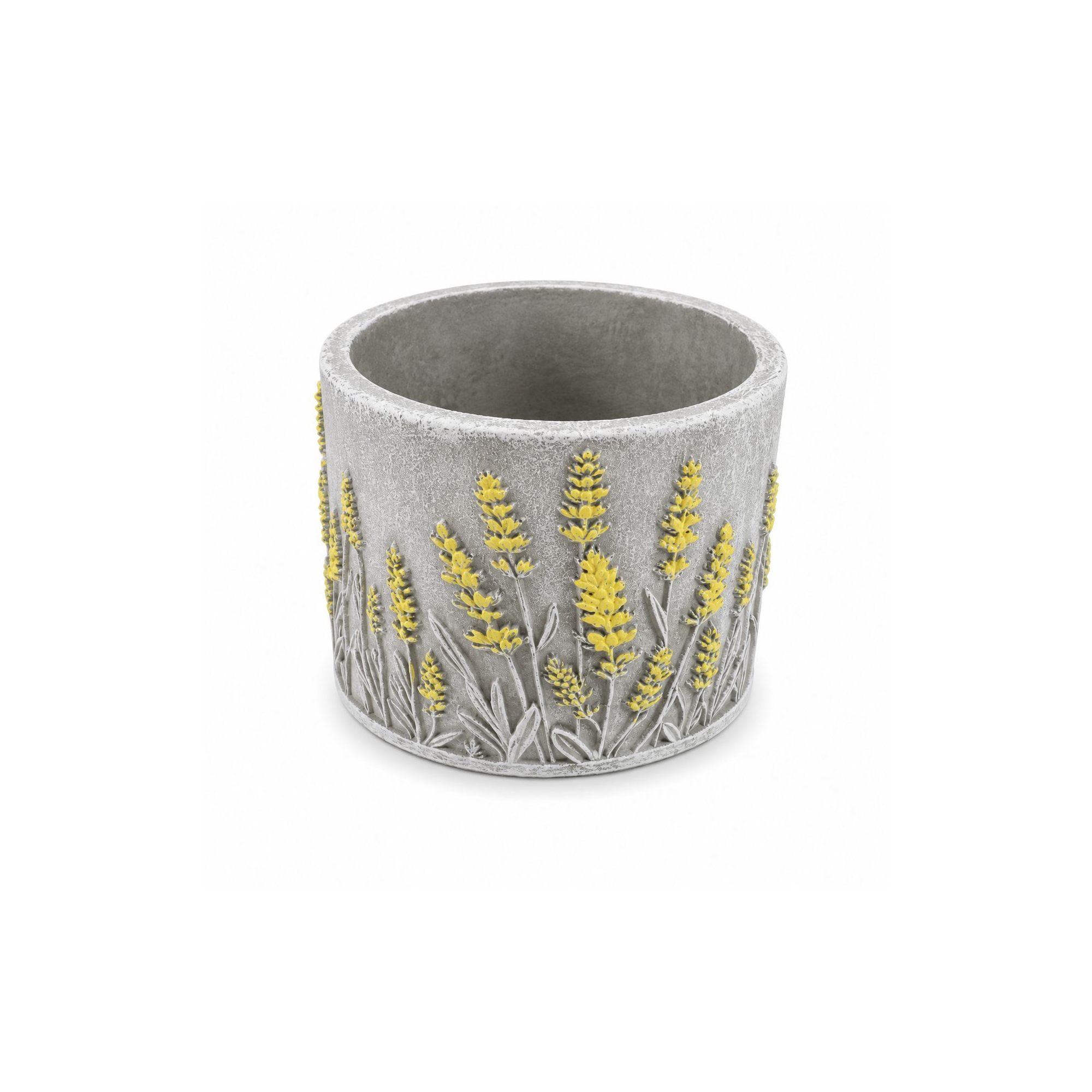 Kaspó cement virágos 12.5x12.5x10cm szürke/sárga
