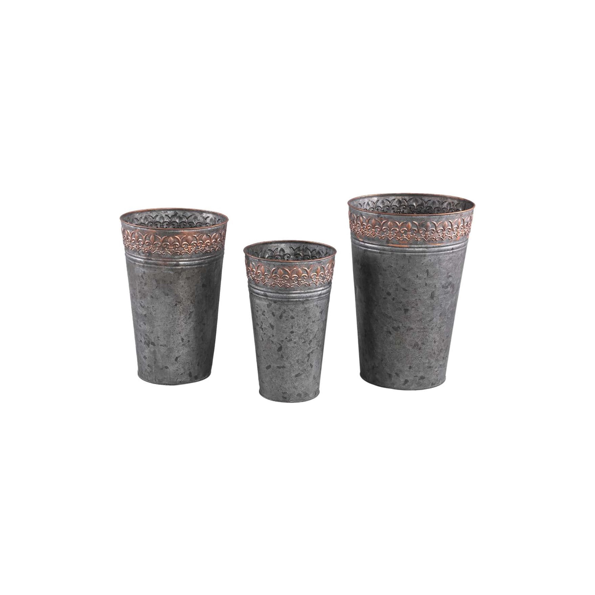 Kaspó cink 31cm s/3 ezüst