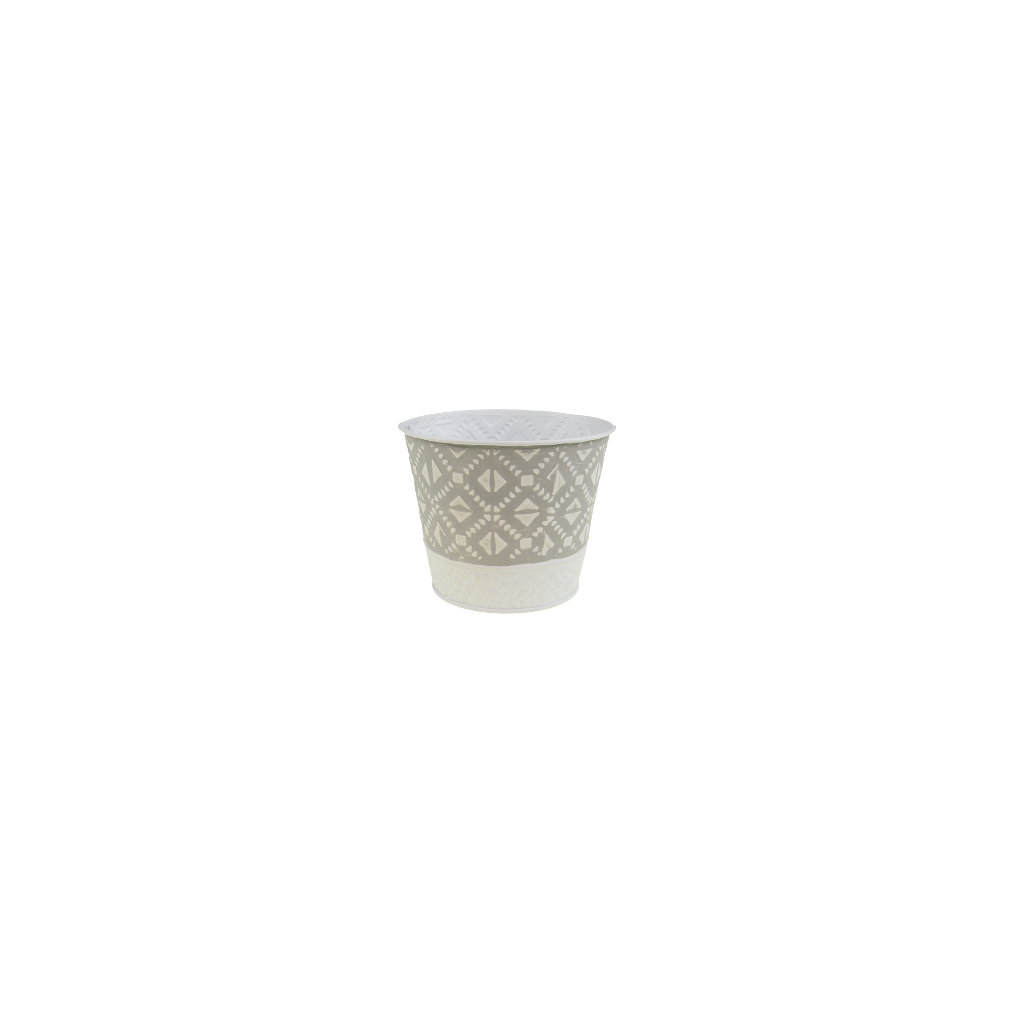 Kaspó fém 11.5/8.5*H9.5cm mintás krém