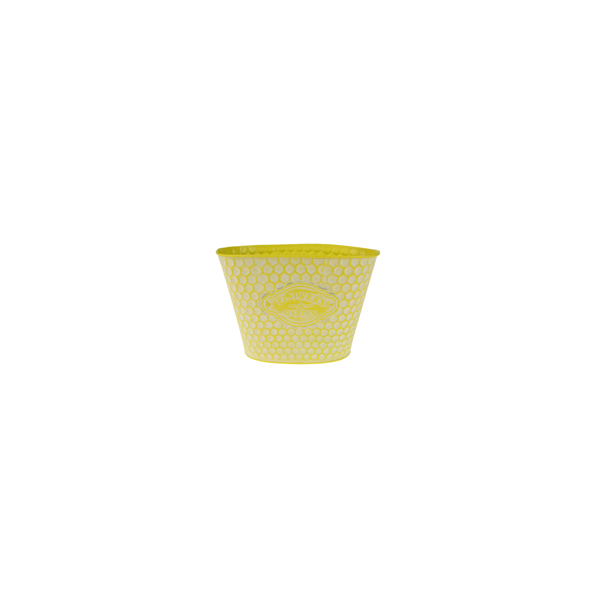 Kaspó fém méhsejtmintás 23*15/16*10*H15.5CM sárga