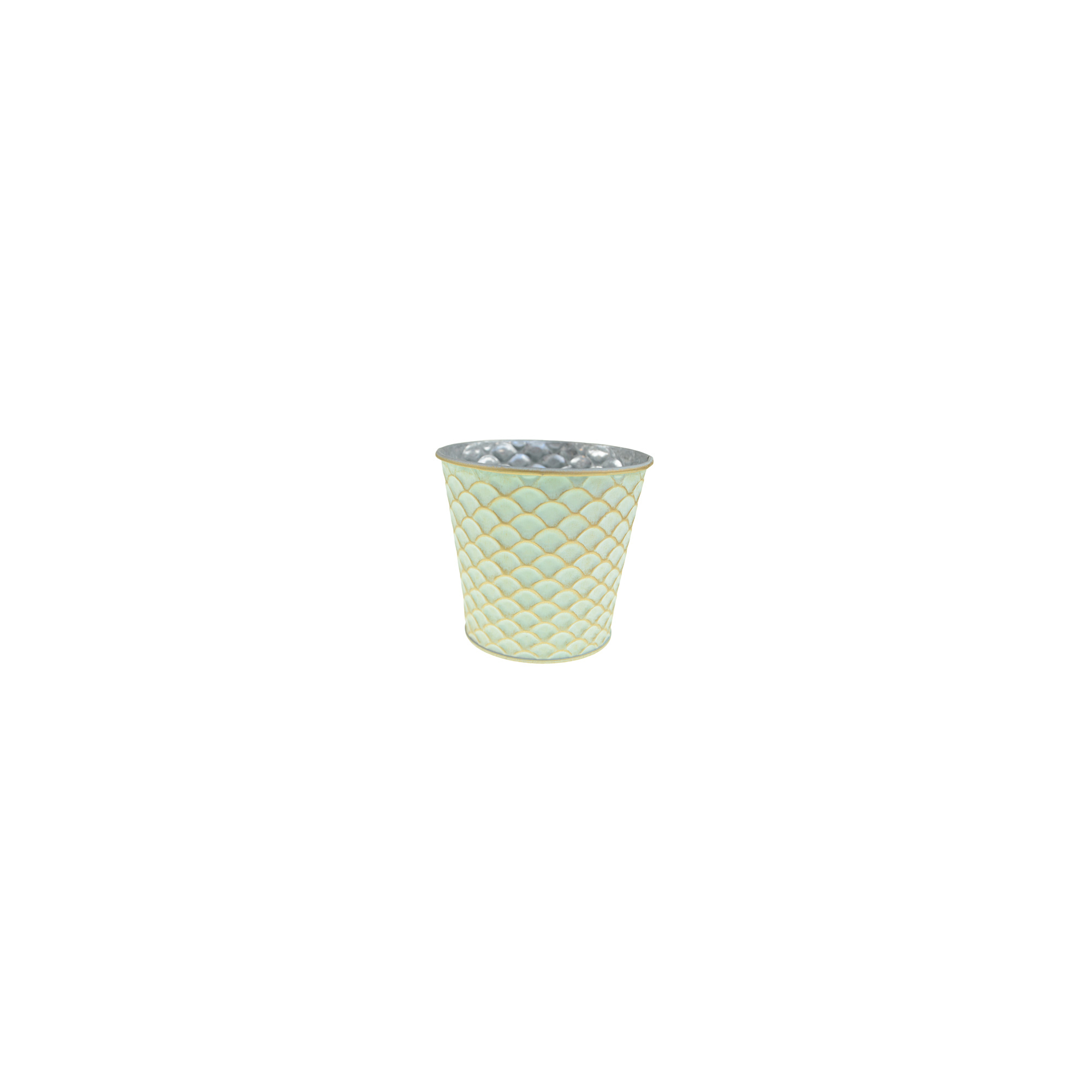 Kaspó fém D12 H11cm pikkely mintás zöld