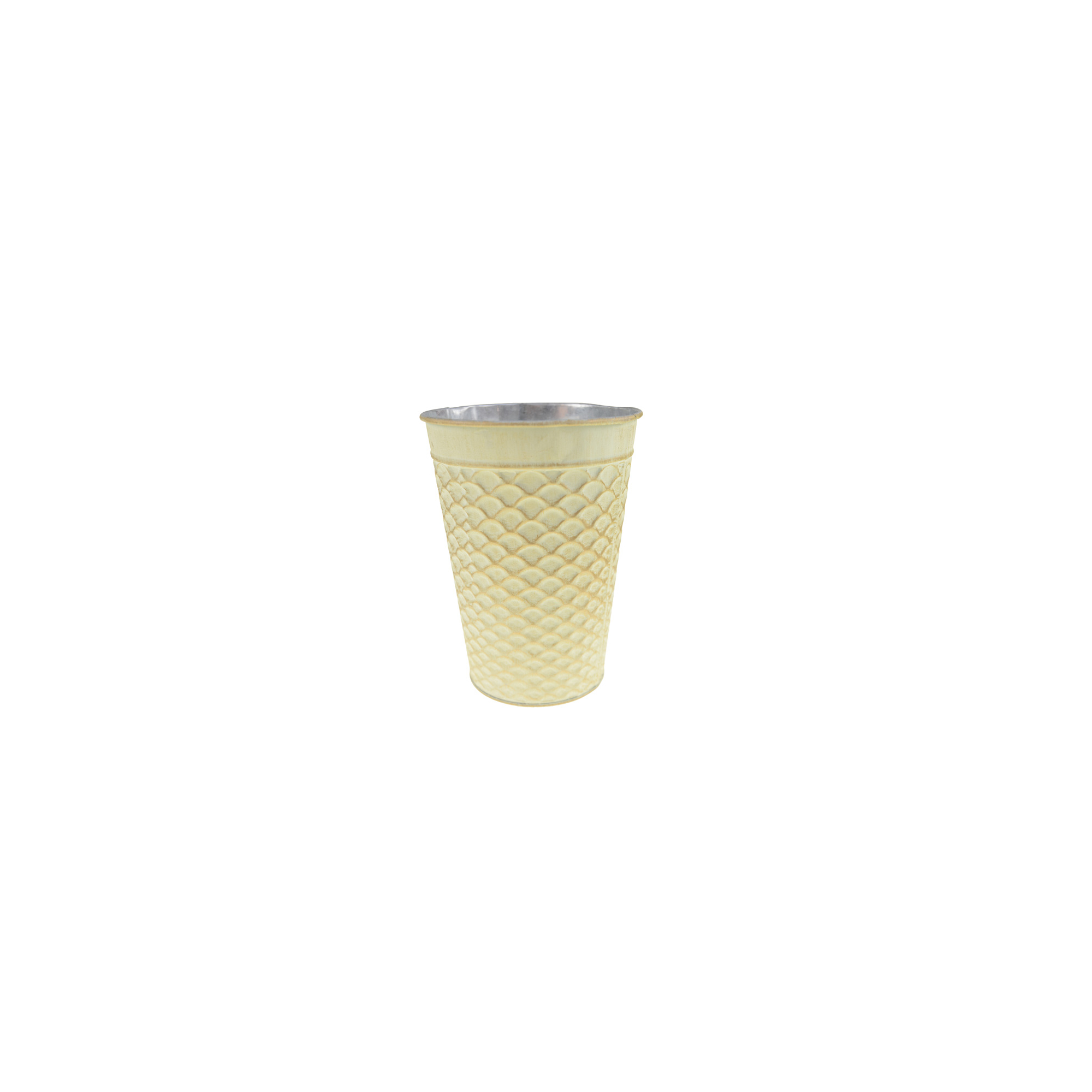 Kaspó fém D13 H18cm pikkely mintás krém