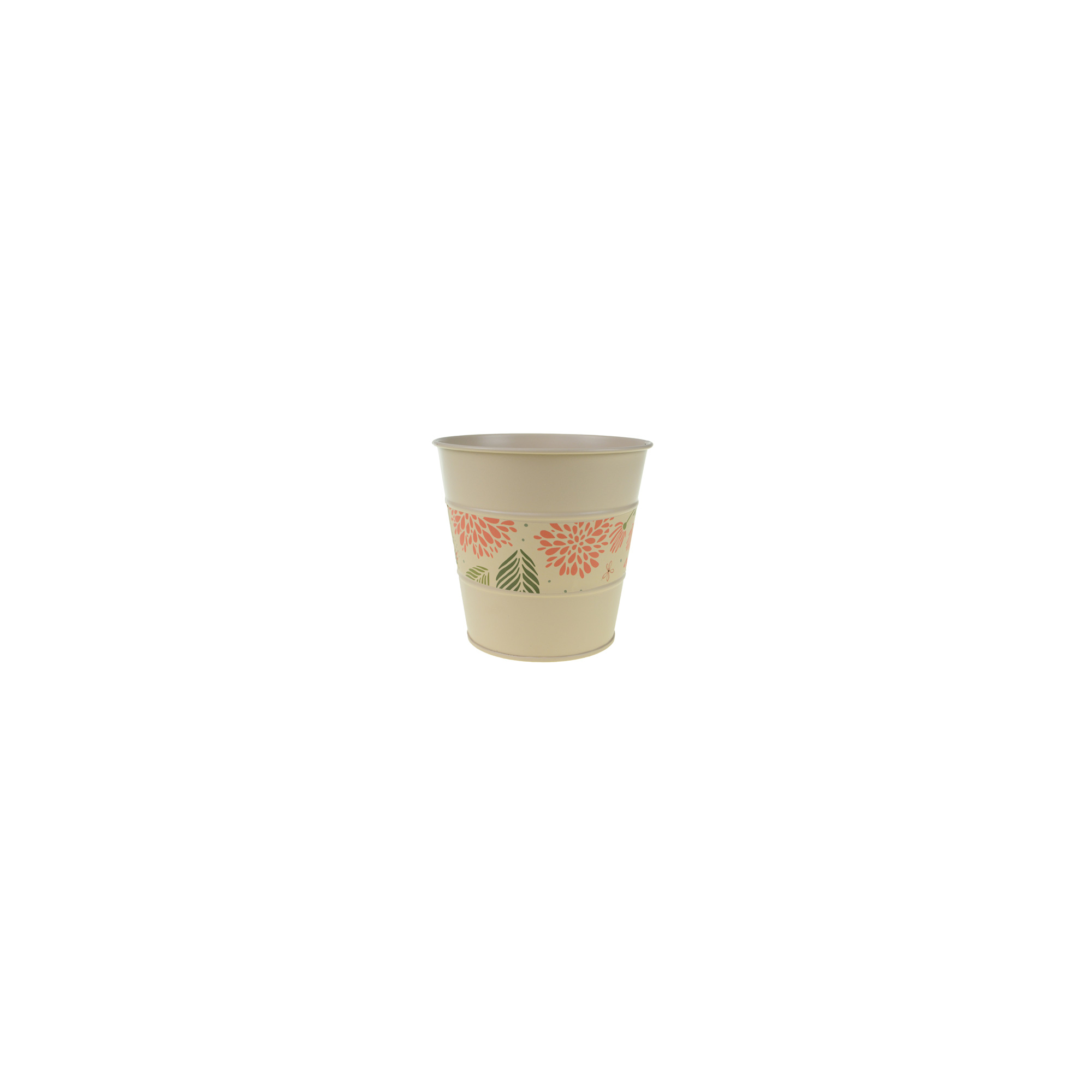 Kaspó fém mintás csíkkal D13/9.5*H12.5CM fehér