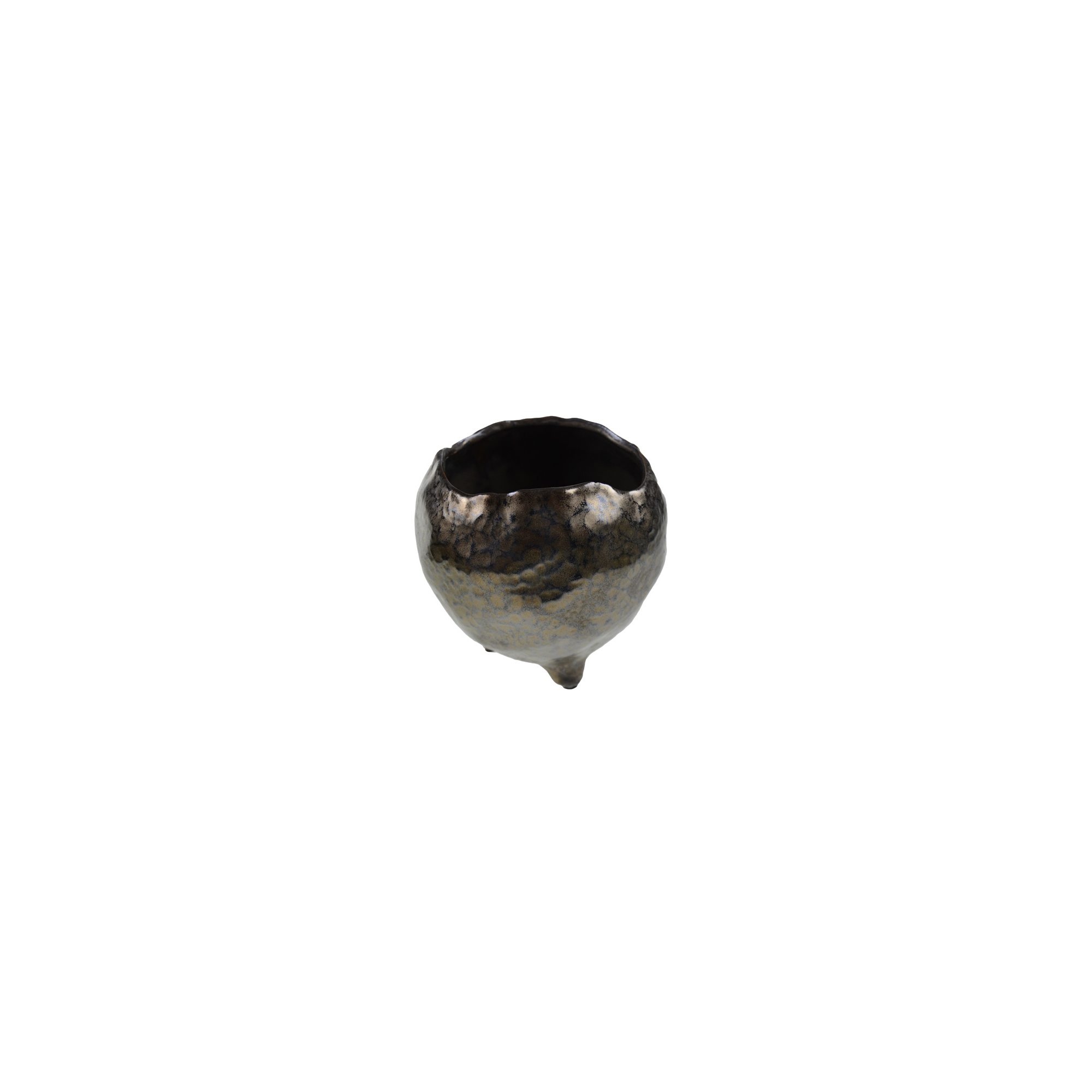 Kaspó fém D14,5cm 3lábú antik bronz