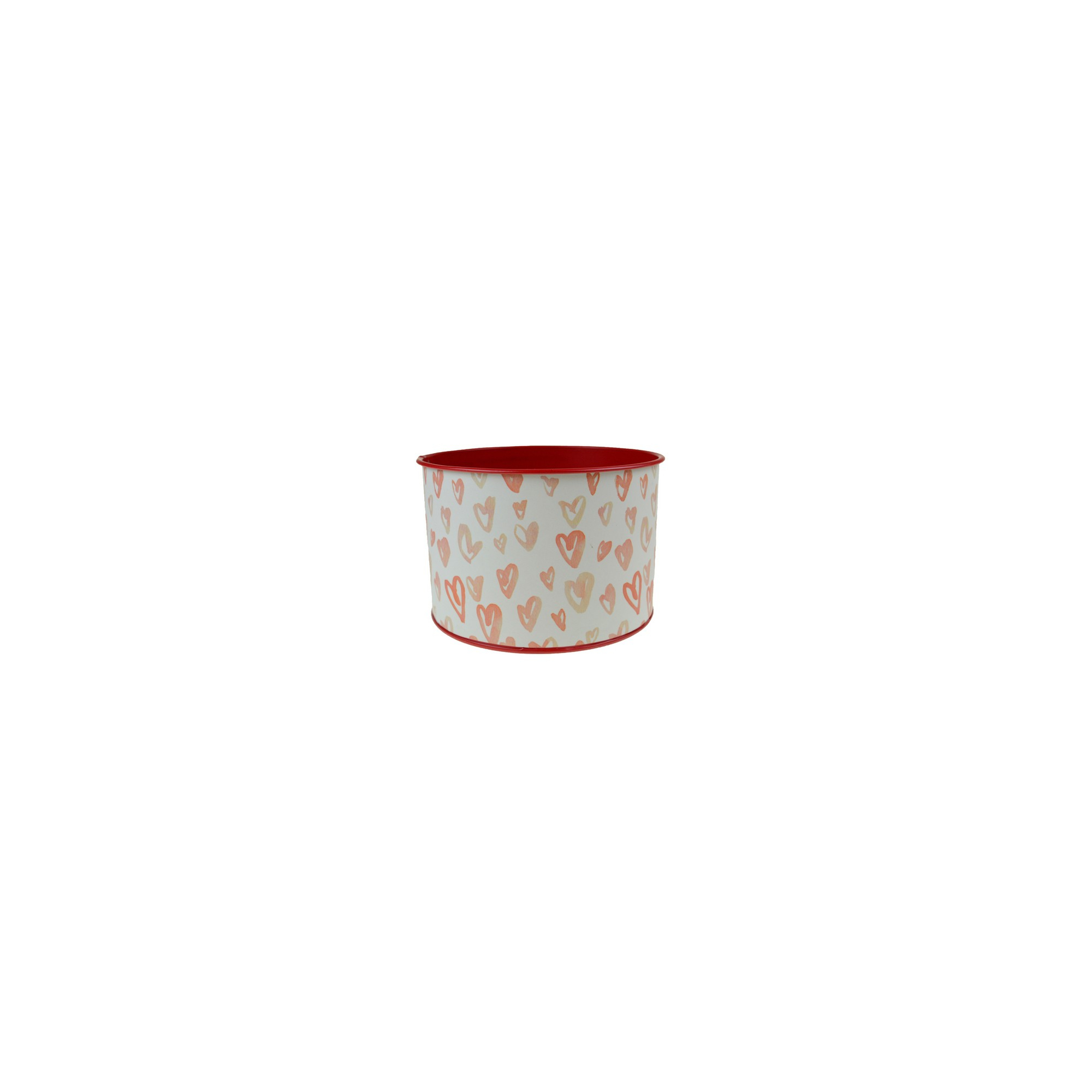 Kaspó fém D15 H10.5 CM cilinder forma szivecskékkel