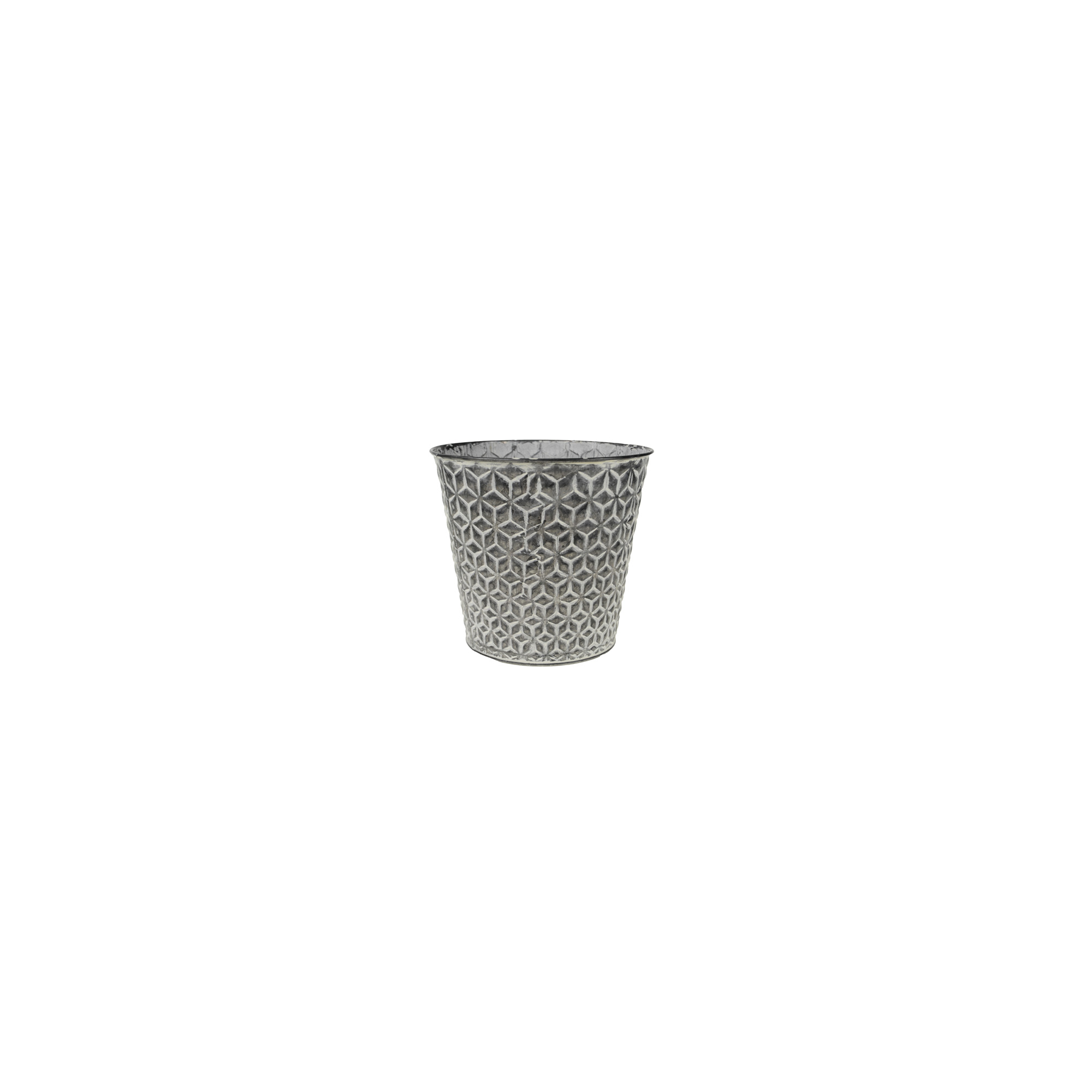 Kaspó fém D18/13*H16.5CM mintás szürke