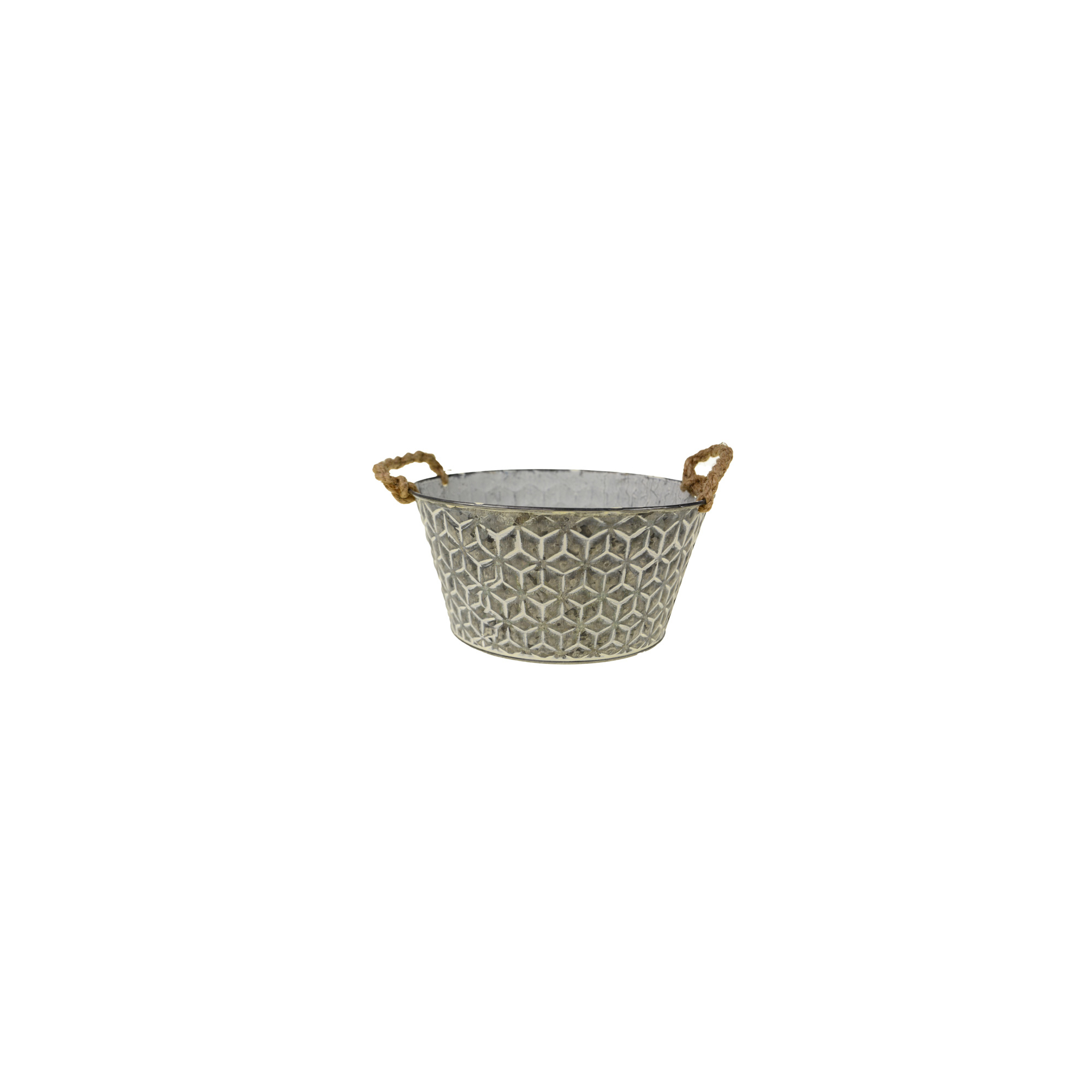 Kaspó fém mintás D20/15*H10CM 2füllel szürke