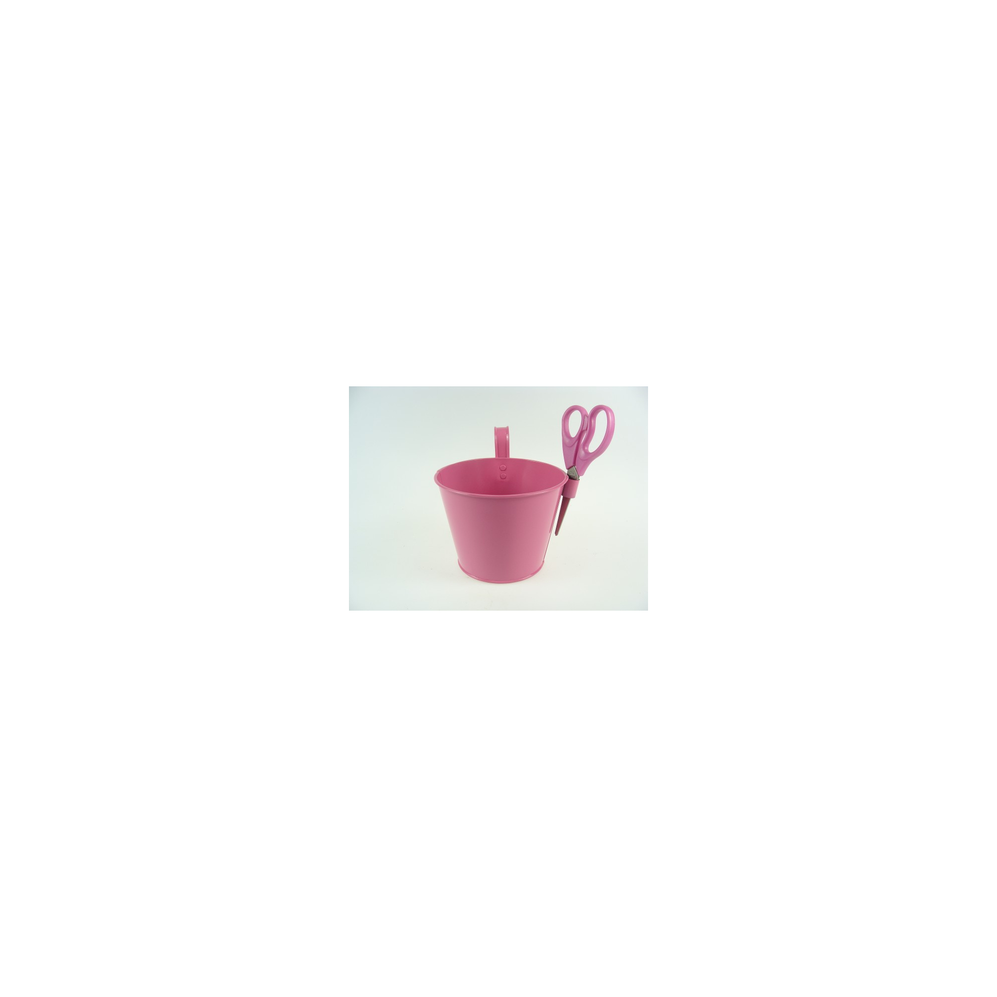 Kaspó fém ollóval 13*H10cm pink fűszernövényhez