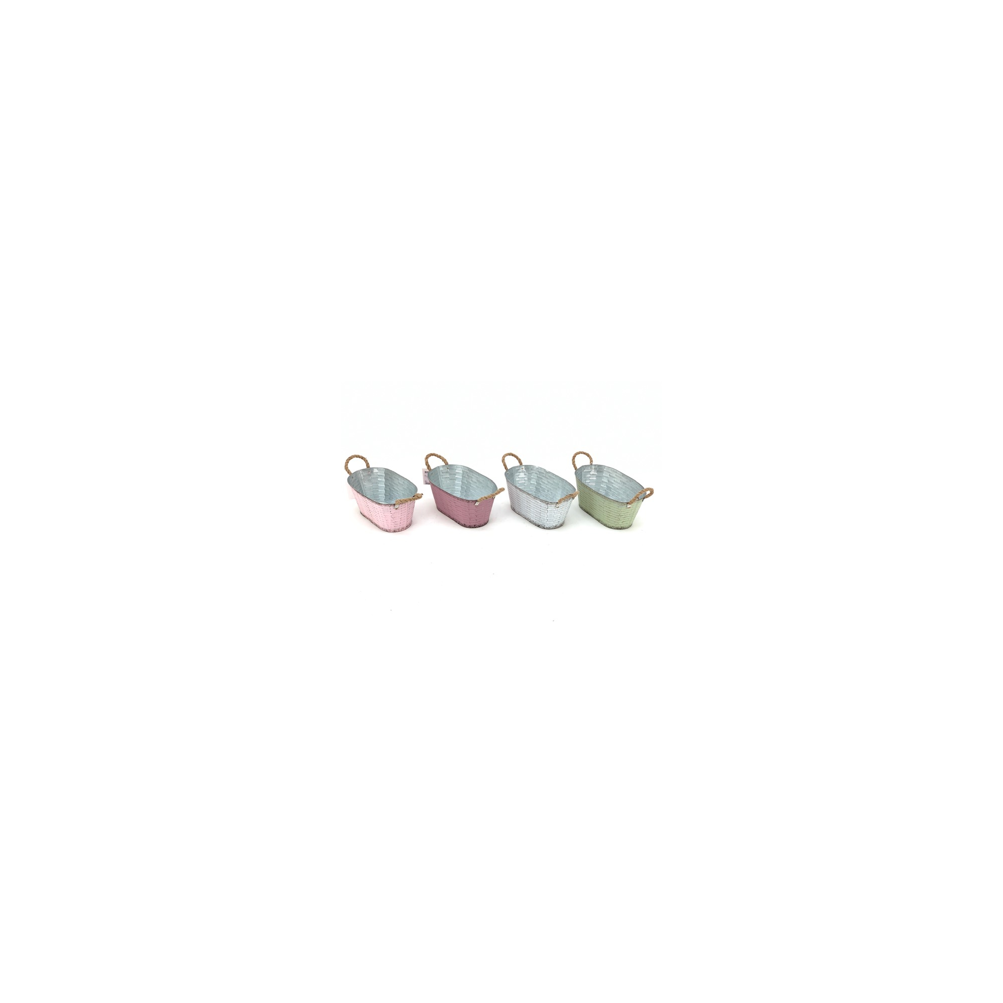 Kaspó fém ovális 30X18XH14CM mintázott v.zöld