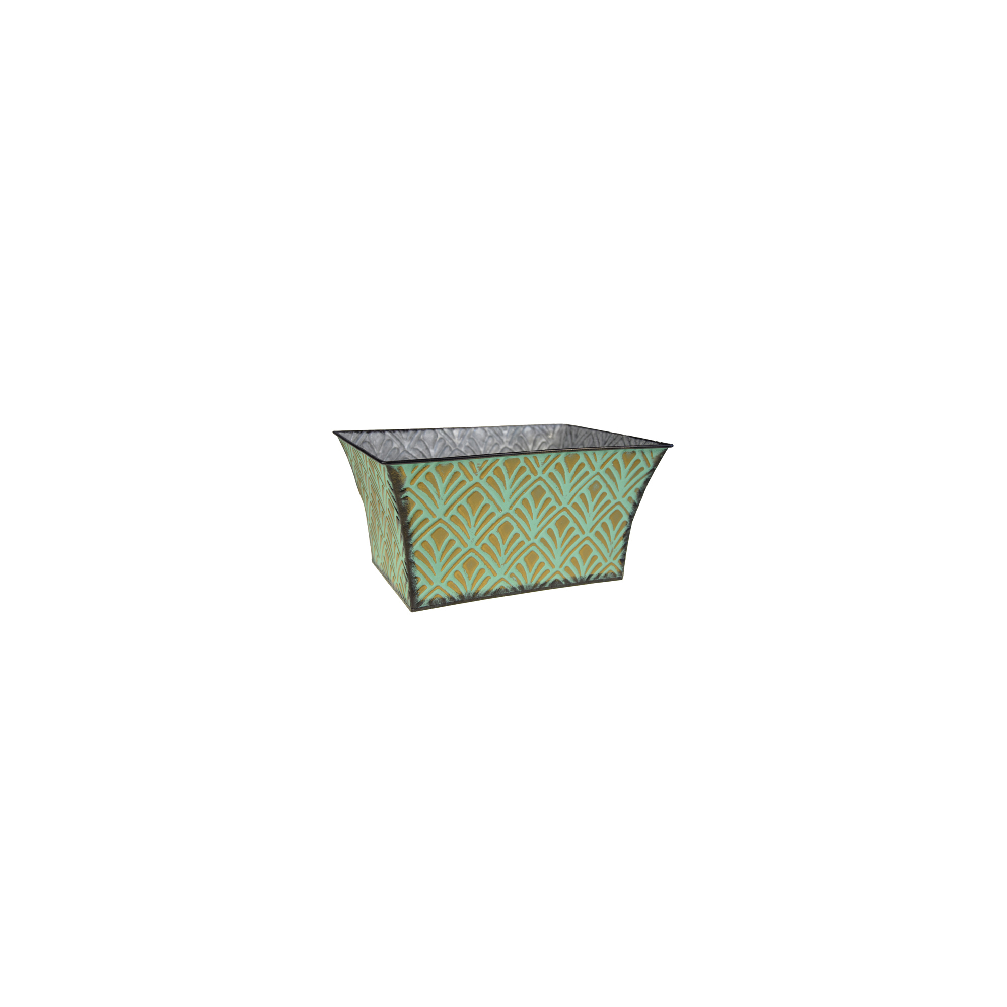 Kaspó fém téglalap 27.5*20*14cm zöld