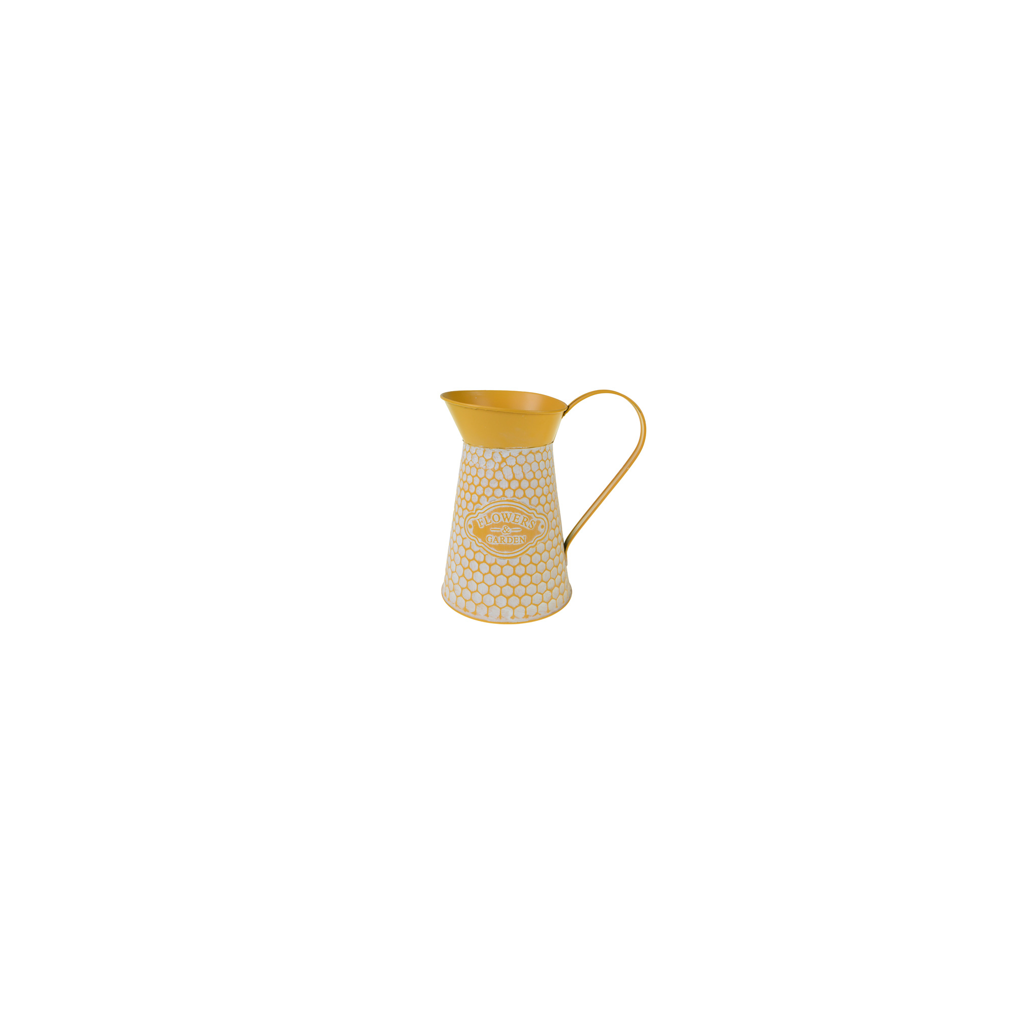 Kaspó fém kancsó D14/16*H23CM méhsejtmintás narancs