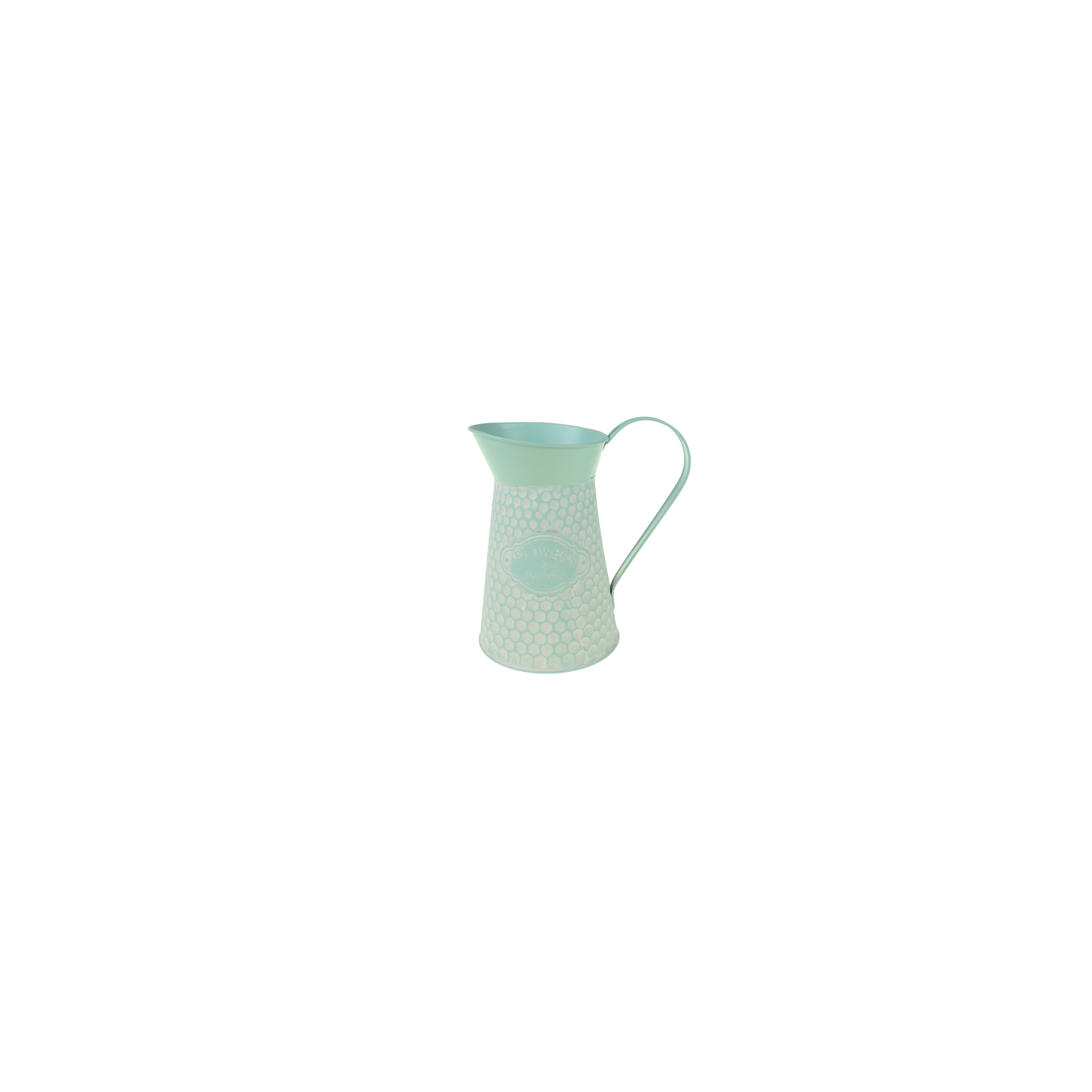 Kaspó fém kancsó d14/16*H23CM méhselytmintás v.kék