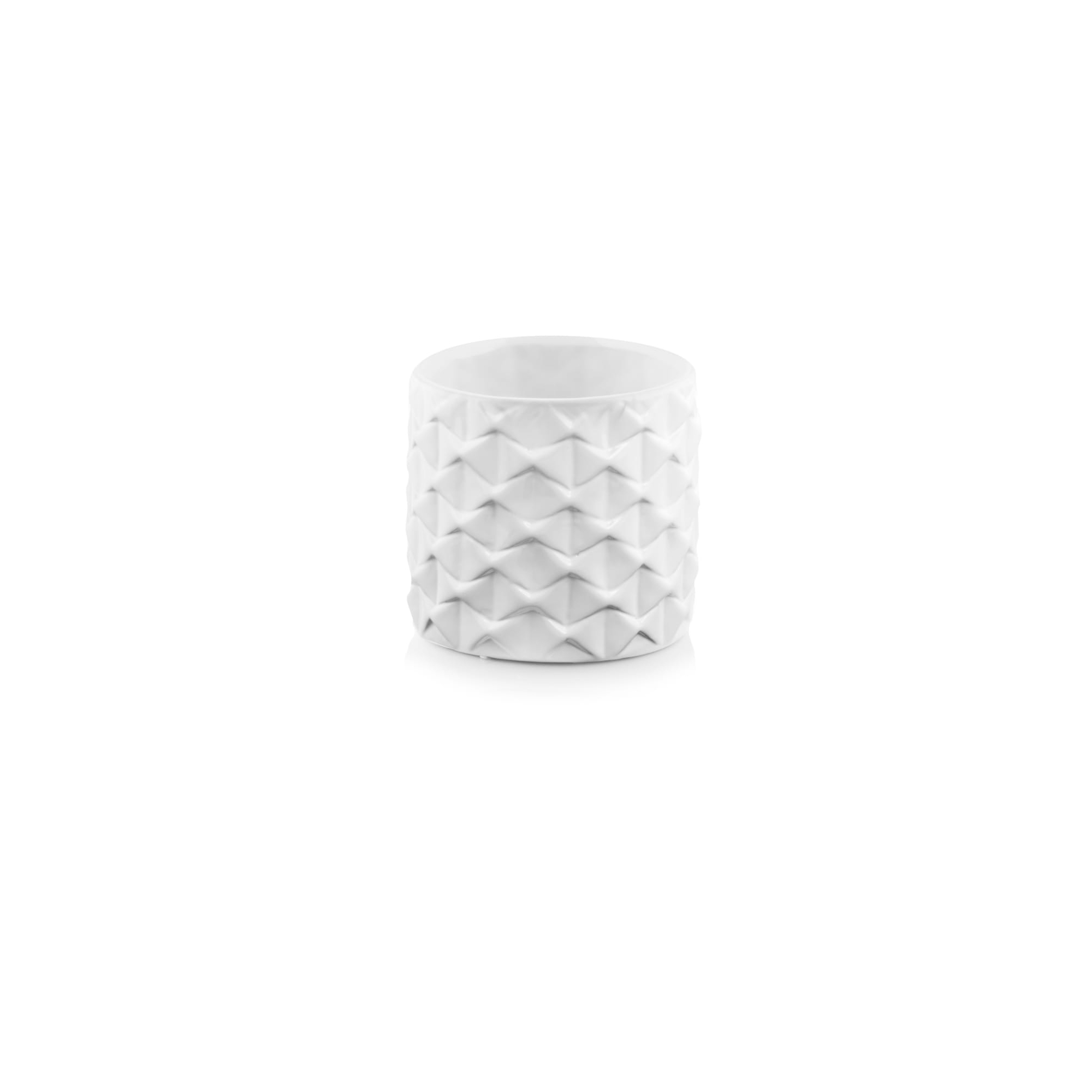 Kaspó kerámia cilinder forma D13 H12 mintás fehér
