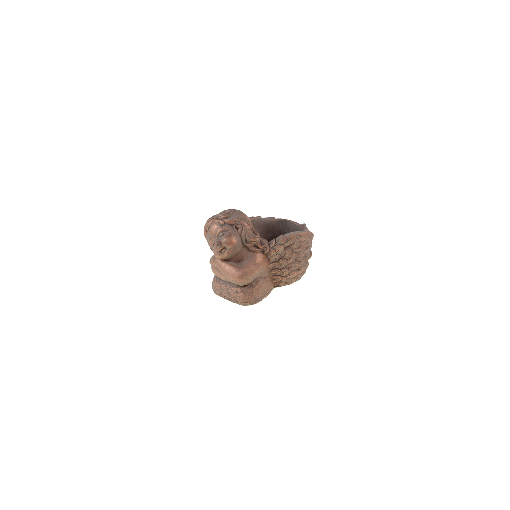 Kaspó kő 14x9.5x10.5cm ölelő angyallal arany